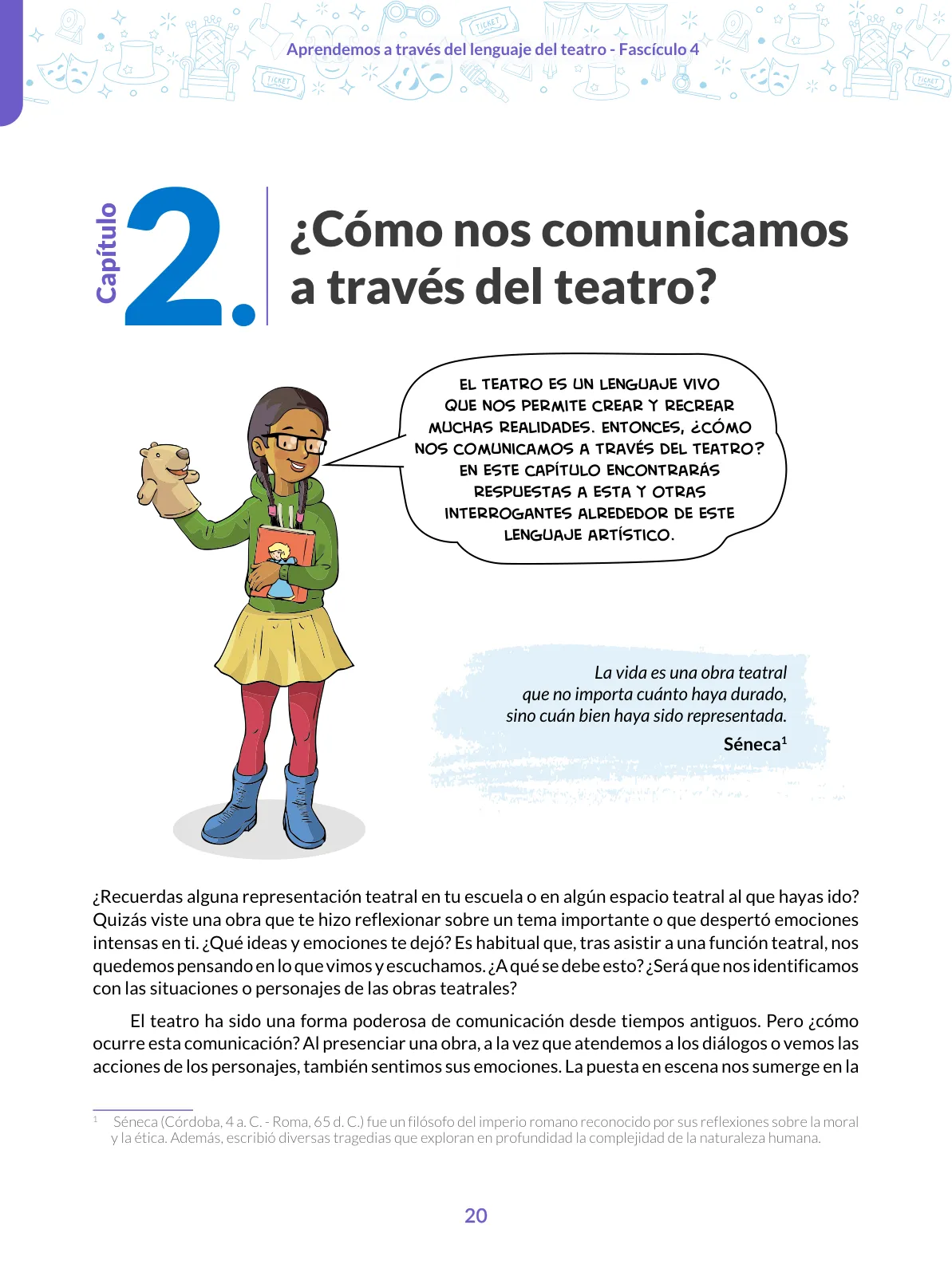 Página 20 de Aprendemos a través del lenguaje del teatro Fascículo 4 para estudiantes de Educación Secundaria · 2024