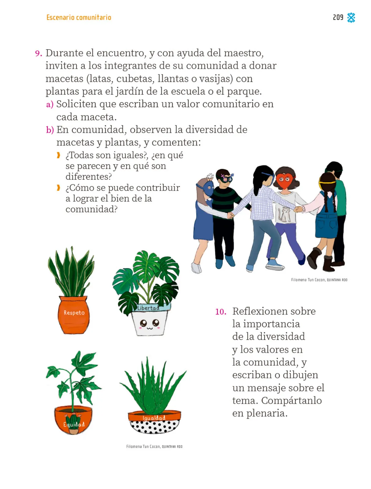 Página 210 de Proyectos Comunitarios. Libro de Educación Primaria Grado 1° Ciclo Escolar 2025 - 2026