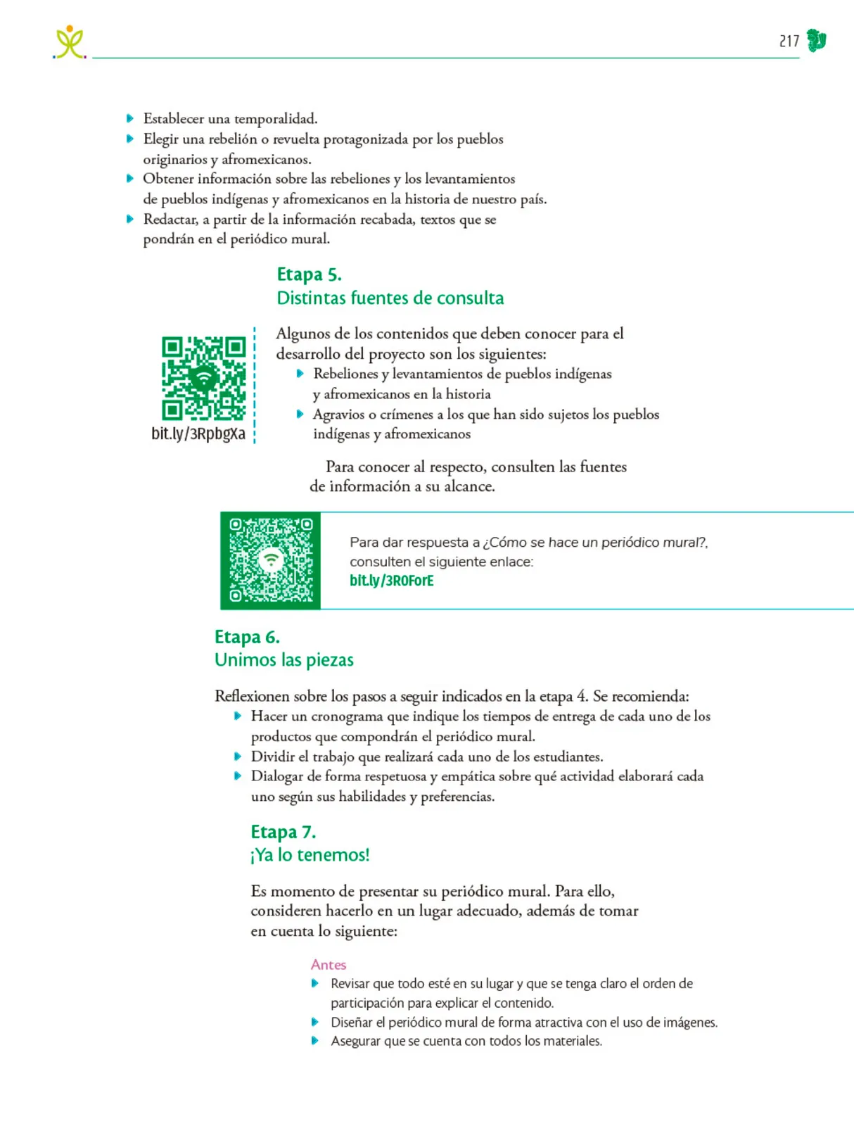 Página 218 de Colección Ximhai. Nuestro libro de Proyectos. Tomo II. Libro de Educación Telesecundaria Grado 1° Ciclo Escolar 2025 - 2026