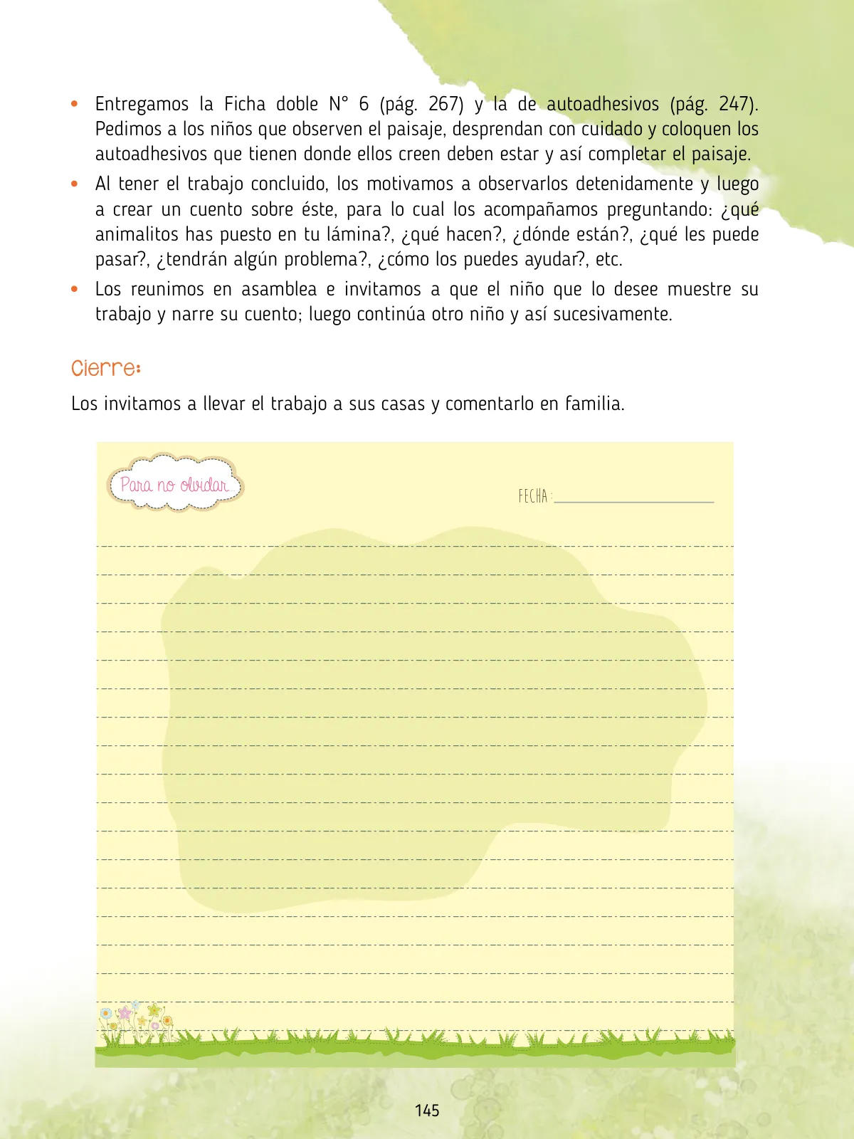 Página 147 de Agenda pedagógica 2017-2018 para docentes de II Ciclo de Instituciones de nivel de Educación Inicial · 2017