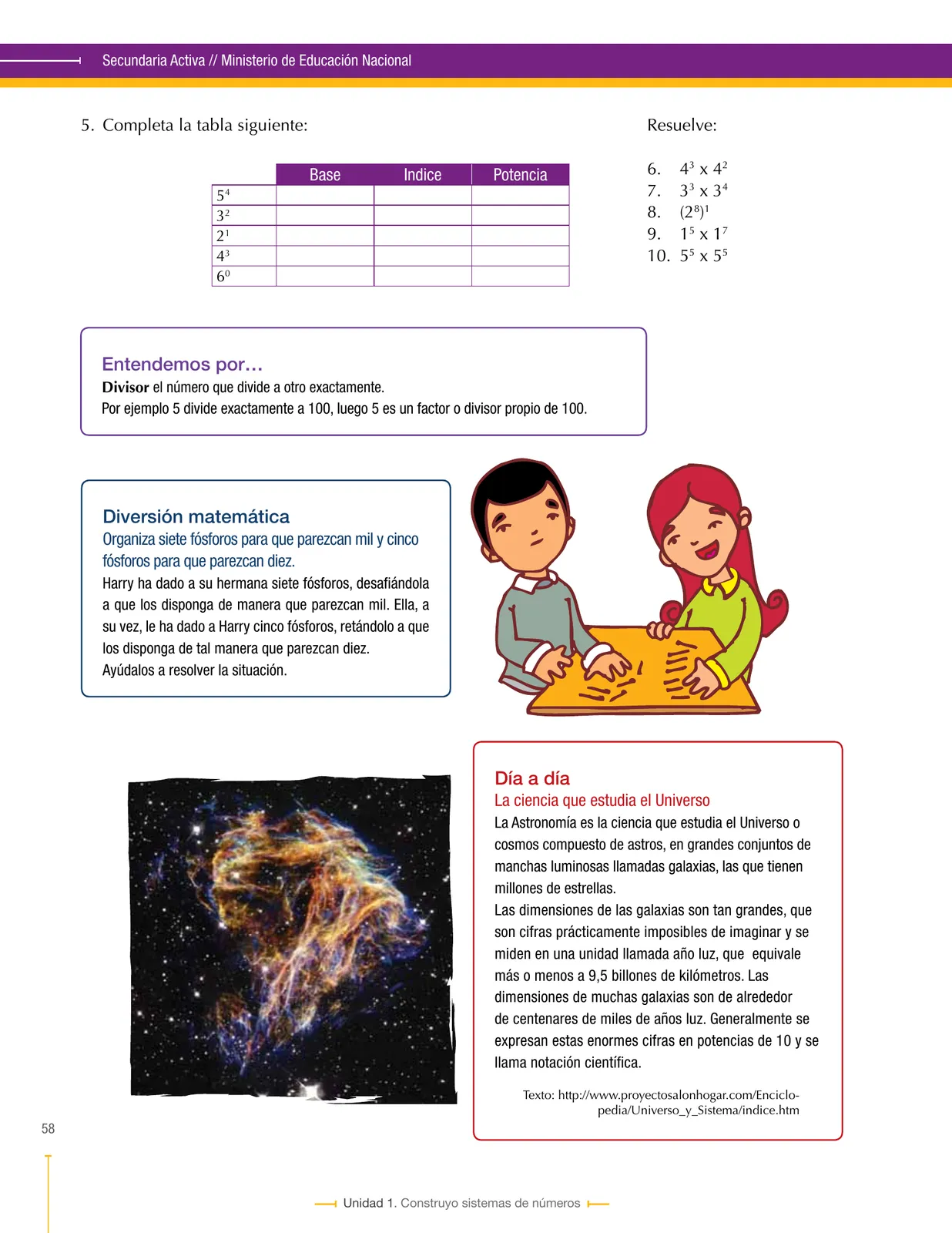Página 58 de Matematica 6° · Secundaria Activa