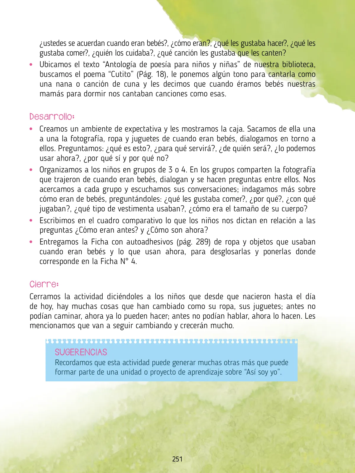 Página 253 de Agenda pedagógica 2017-2018 para docentes de II Ciclo de Instituciones de nivel de Educación Inicial · 2017