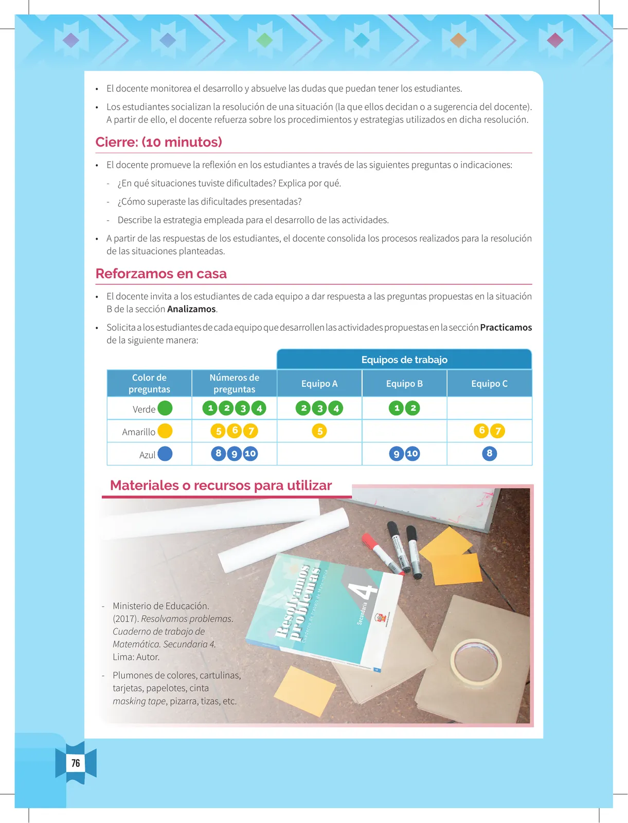 Página 78 de Resolvamos problemas 4 : manual para el docente 2018 · 2018