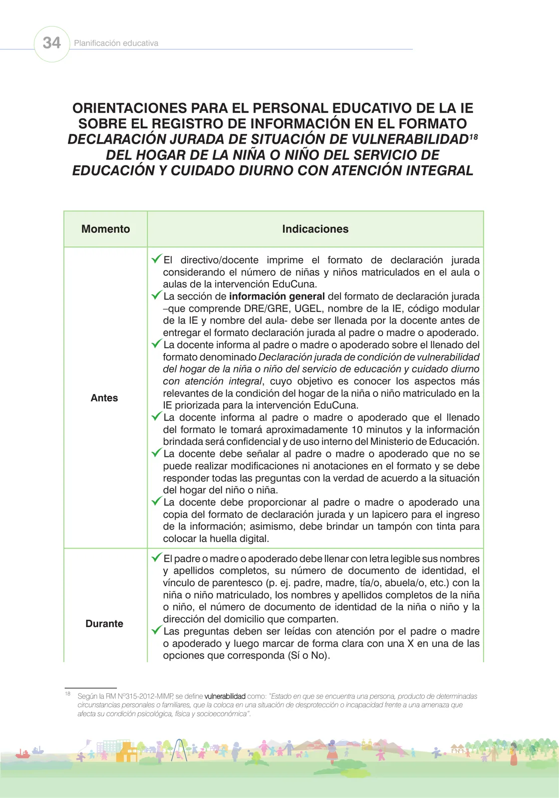Página 36 de Orientaciones para el funcionamiento de las cunas y cunas jardín que brindan el servicio de educación y cuidado diurno con atención integral para niñas y niños de 12 a 36 meses : guía del servicio y protocolos · 2024