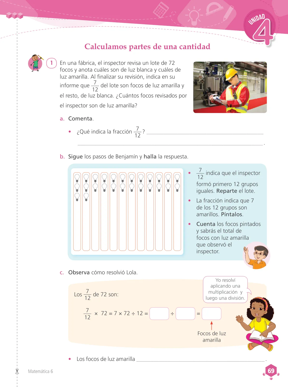 Miniatura página 71 de Matemática 6 : cuaderno de trabajo para sexto grado de Educación Primaria 2019 · 2019