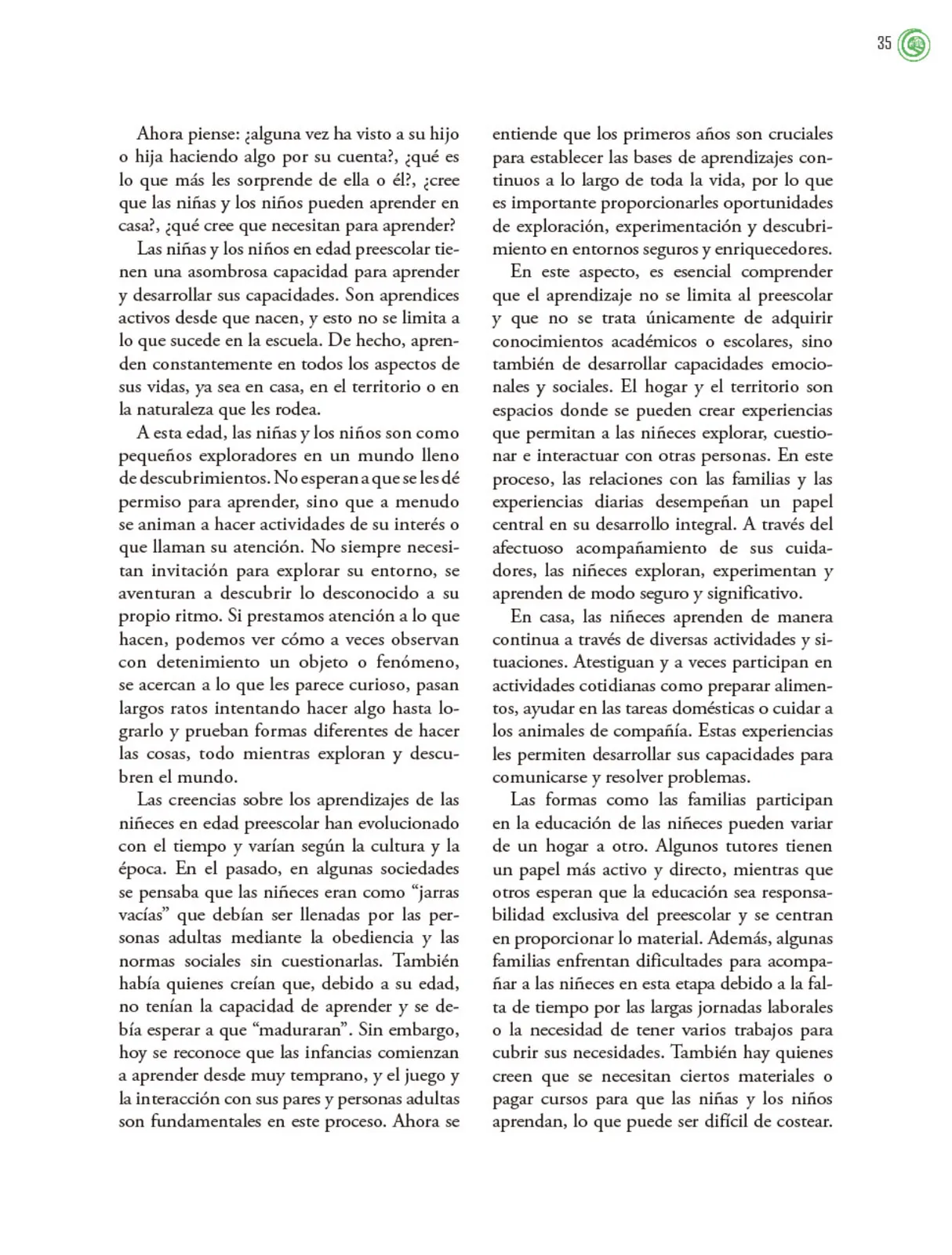 Página 36 de Crianza para la libertad. Libro para las familias. Fase 2 Libro de Educación Preescolar Grado 1°, 2°, 3° Ciclo Escolar 2025 - 2026