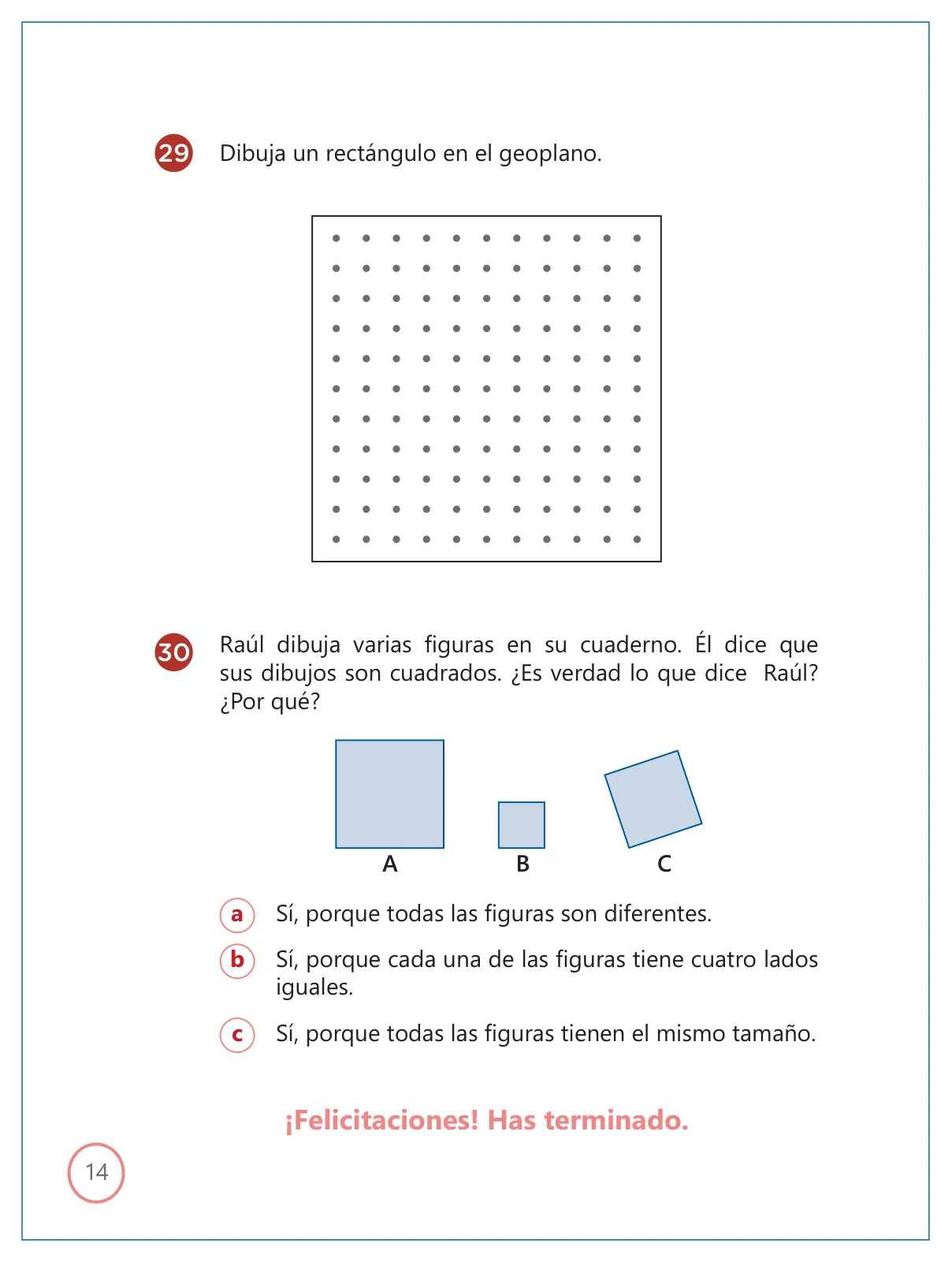 Página 14 de Kit de evaluación Salida 2 Demostrando lo que aprendimos : Matemática, tercer trimestre, ﻿Segundo grado - Primaria · 2019