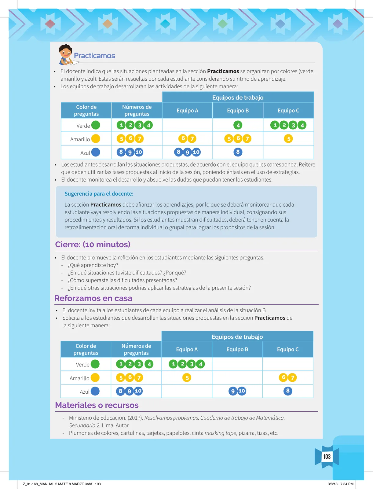 Miniatura página 105 de Resolvamos problemas 2 : manual para el docente 2018 · 2018