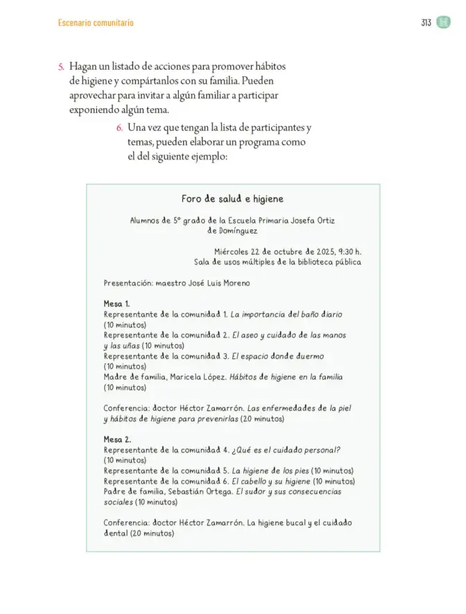 Página 316 de Proyectos Comunitarios. Libro de Educación Primaria Grado 5° Ciclo Escolar 2025 - 2026