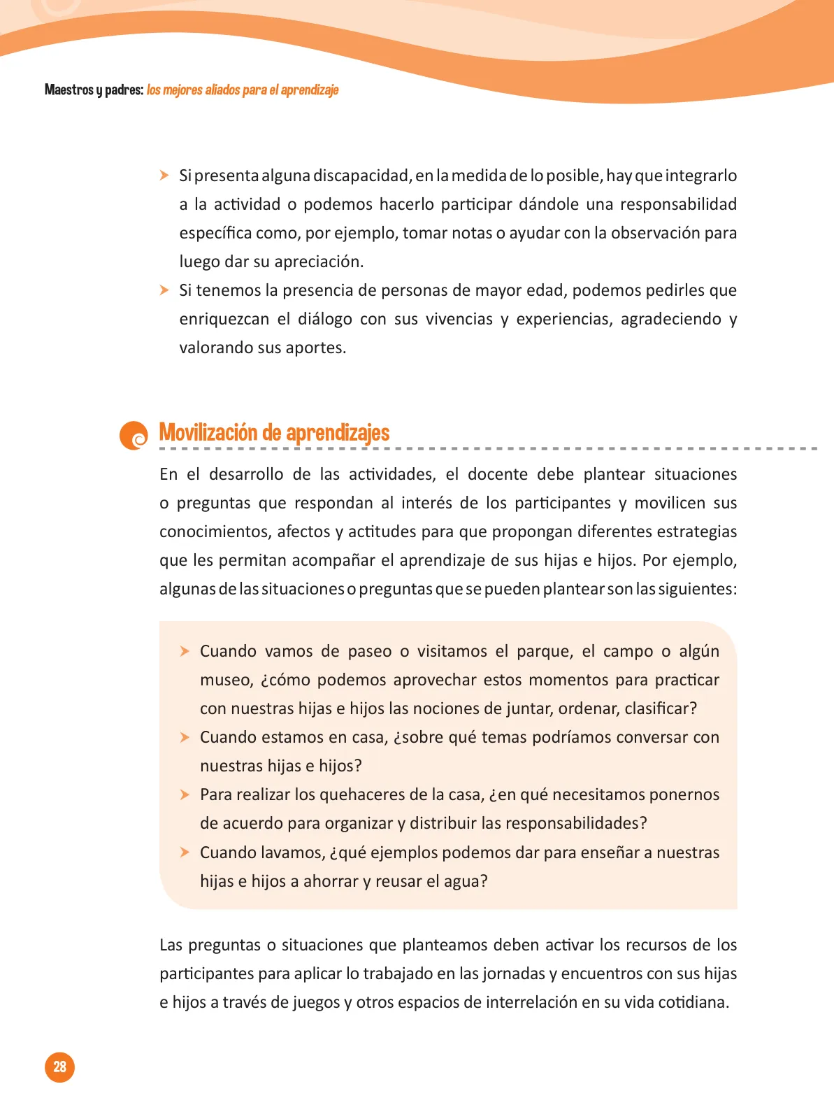 Página 30 de Guía para el trabajo docente con las familias del ciclo IV de Primaria · 2016