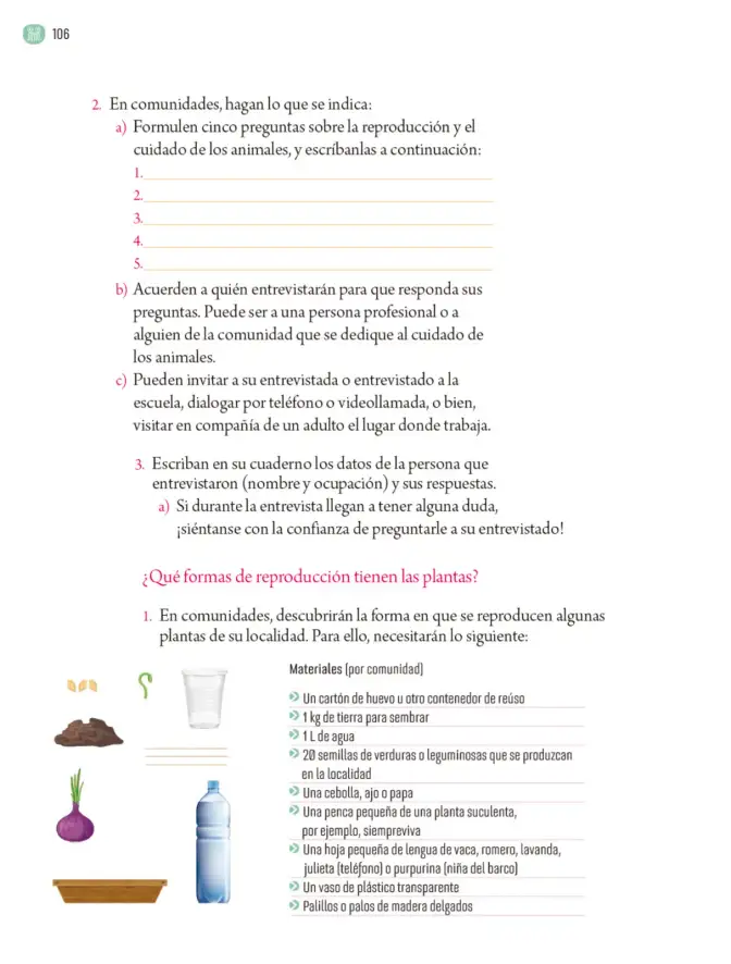 Página 109 de Proyectos Comunitarios. Libro de Educación Primaria Grado 5° Ciclo Escolar 2025 - 2026