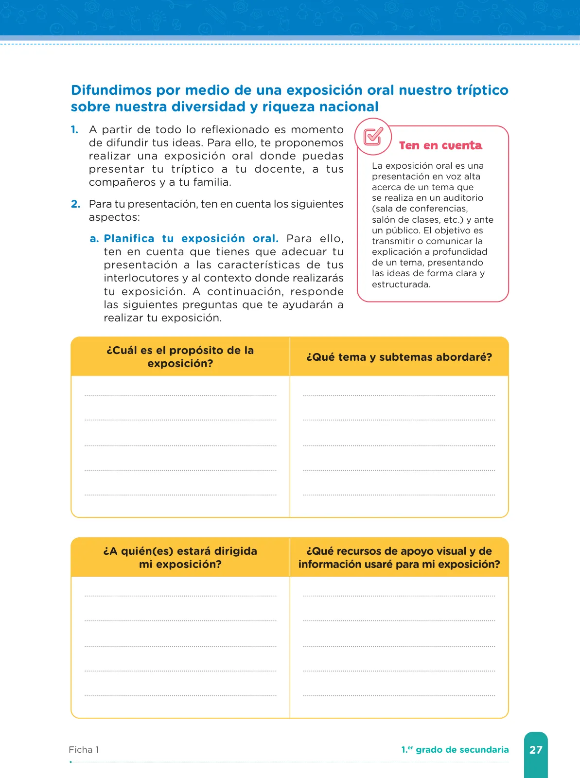 Página 29 de Fichas de aprendizaje de Comunicación 1 · 2024