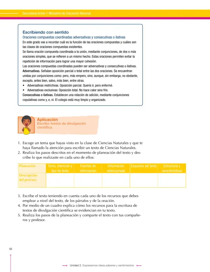 Página 98 de Lenguaje 9° · Secundaria Activa