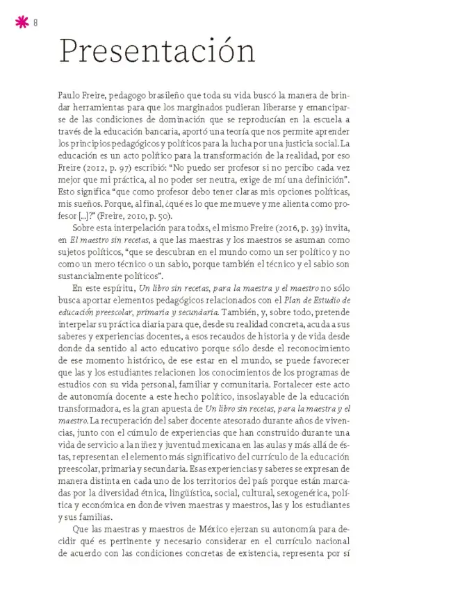 Página 9 de Un libro sin recetas para la maestra y el maestro. Fase 6. Libro de Educación Secundaria Grado 1°, 2°, 3° Ciclo Escolar 2025 - 2026