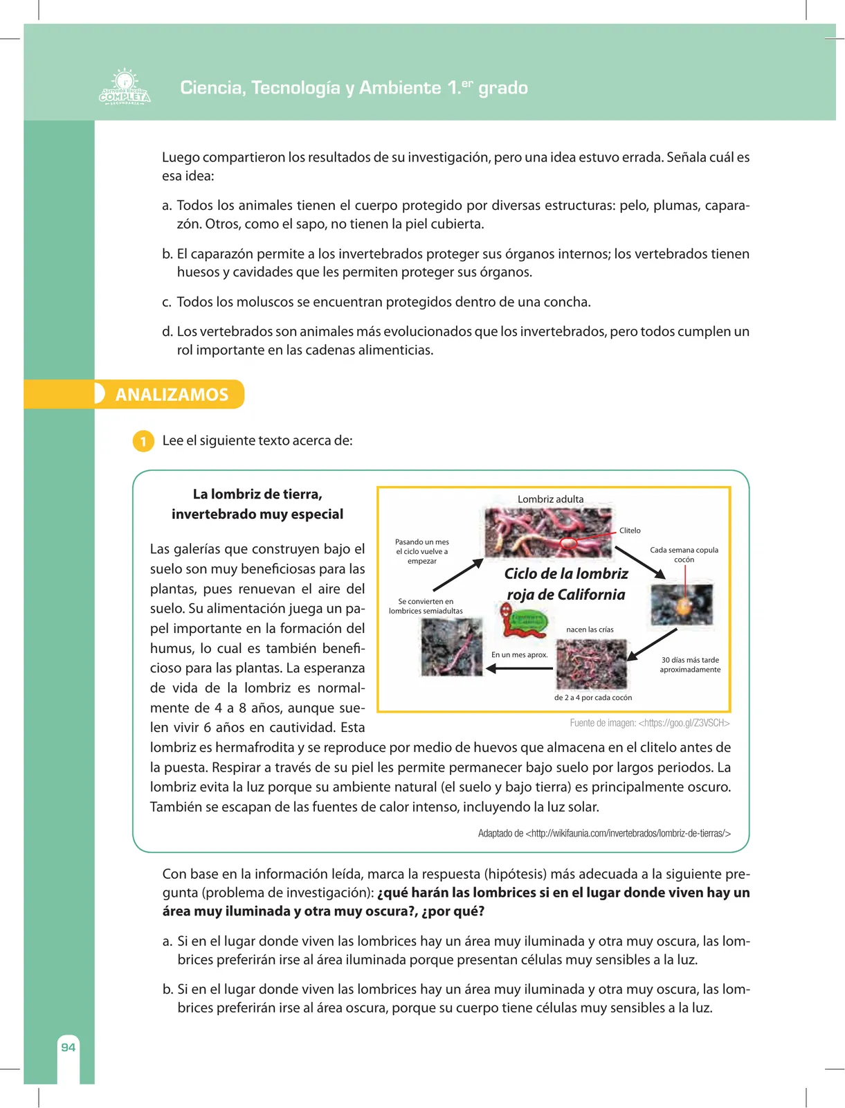 Miniatura página 94 de Ciencia, Tecnología y Ambiente 1. Cuaderno de reforzamiento pedagógico - JEC · 2016