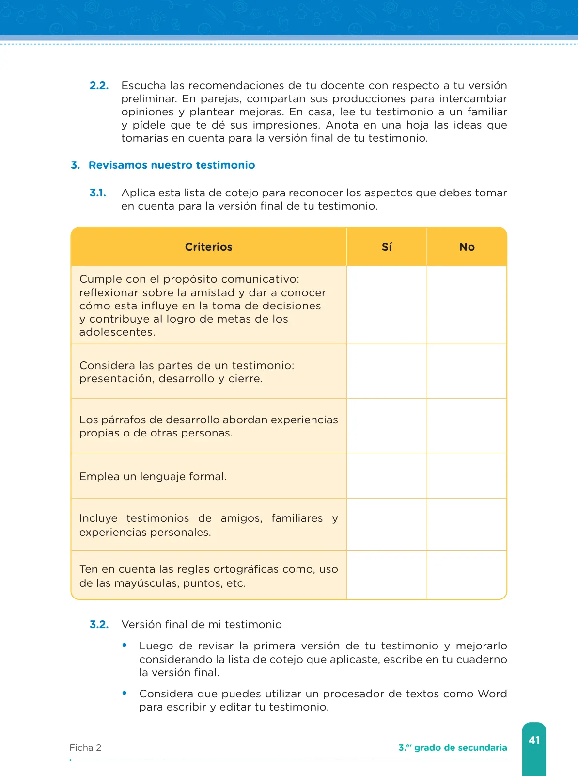 Página 43 de Fichas de aprendizaje de Comunicación 3 · 2024