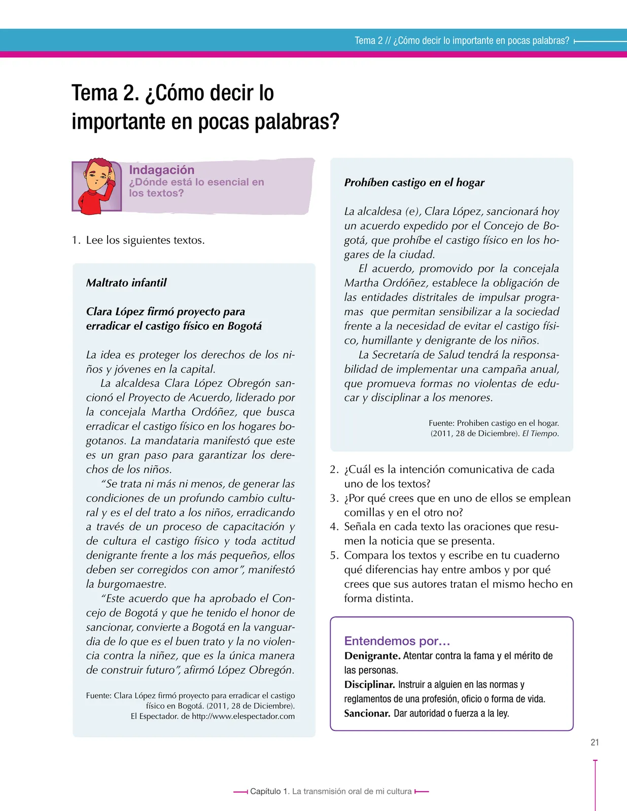 Página 21 de Lenguaje 9° · Secundaria Activa