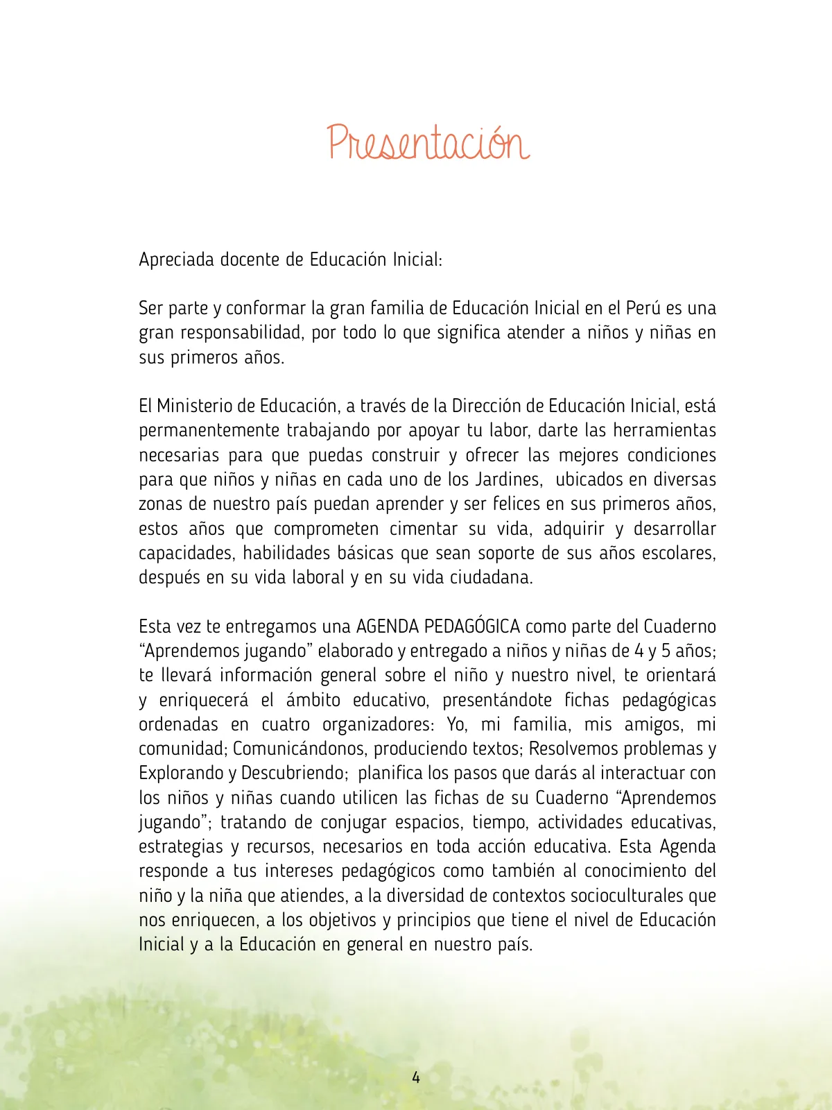 Miniatura página 6 de Agenda pedagógica 2017-2018 para docentes de II Ciclo de Instituciones de nivel de Educación Inicial · 2017