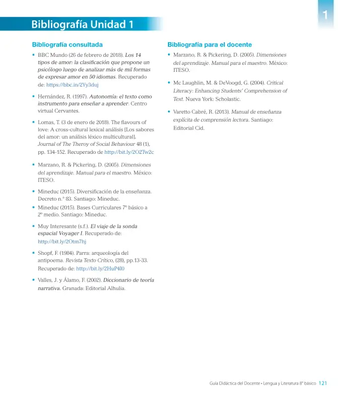 Página 123 de Lengua y Literatura – Octavo Básico | Texto del Estudiante MINEDUC – Descargar PDF · 2024