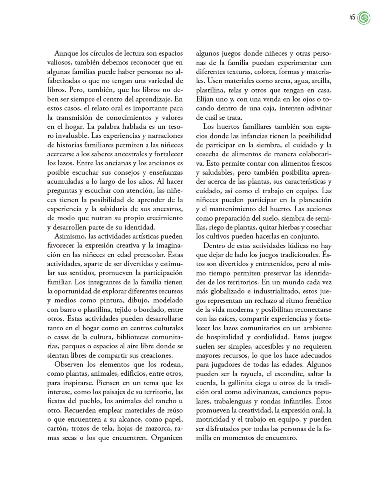 Página 46 de Crianza para la libertad. Libro para las familias. Fase 2  Libro de Educación Preescolar Grado 1°, 2°, 3°  Ciclo Escolar 2025 - 2026