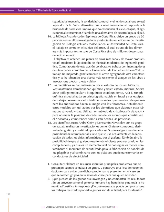 Página 160 de Ciencias Naturales 8° · Secundaria Activa
