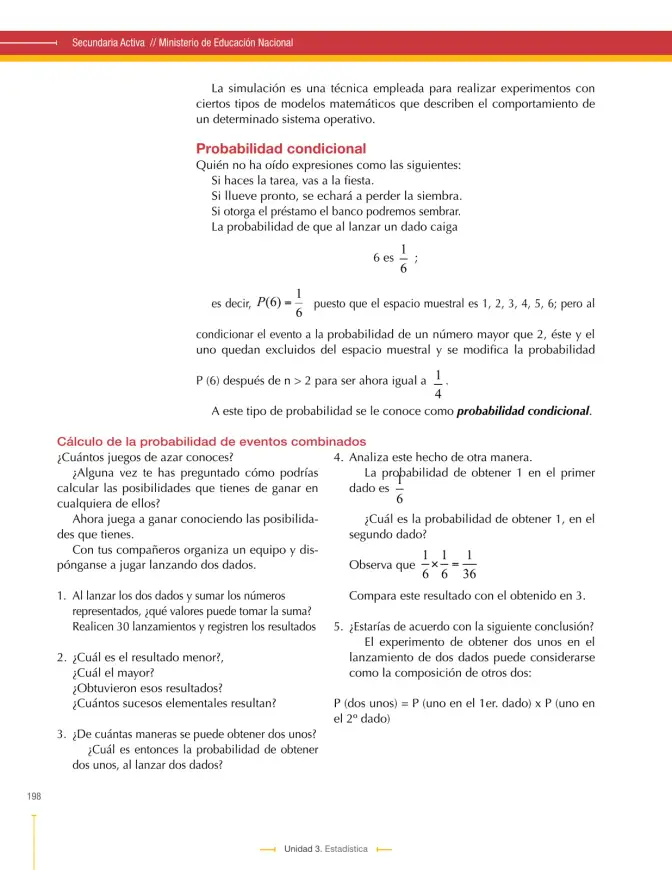 Página 198 de Matematica 9° · Secundaria Activa