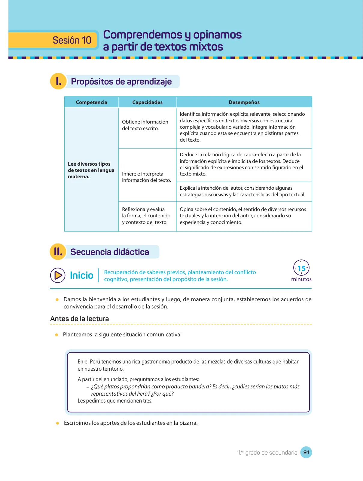 Miniatura página 93 de Comprensión lectora : manual para el docente de primer grado de Secundaria 2018 · 2018