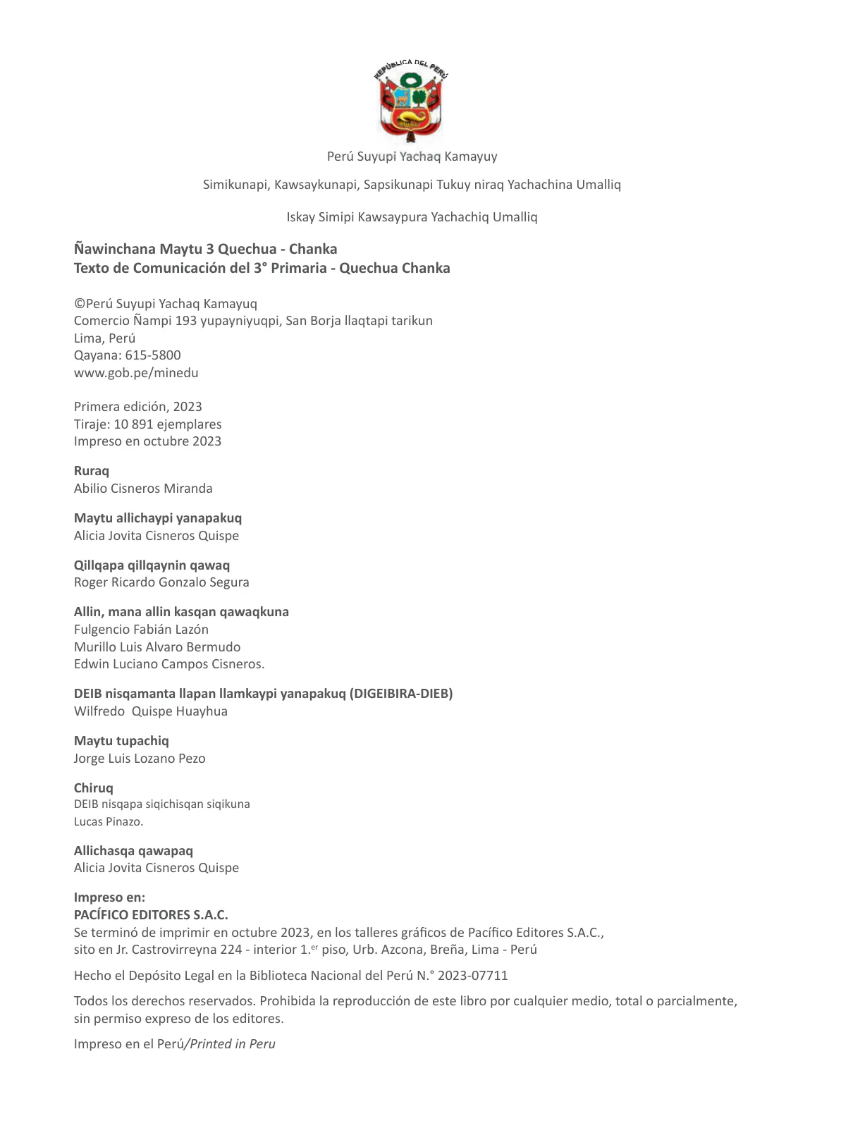 Página 4 de Ñawinchana Maytu 3 Quechua - Chanka. Texto de Comunicación del 3 ° Primaria - Quechua Chanka · 2023