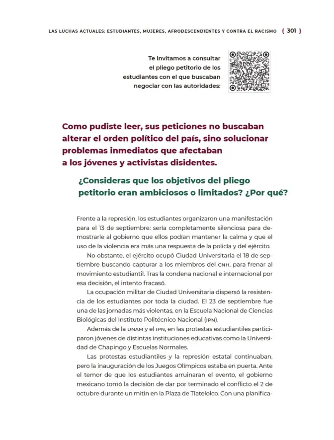 Página 302 de Historia del pueblo mexicano. Libro de Educación Secundaria Grado 1° Ciclo Escolar 2025 - 2026