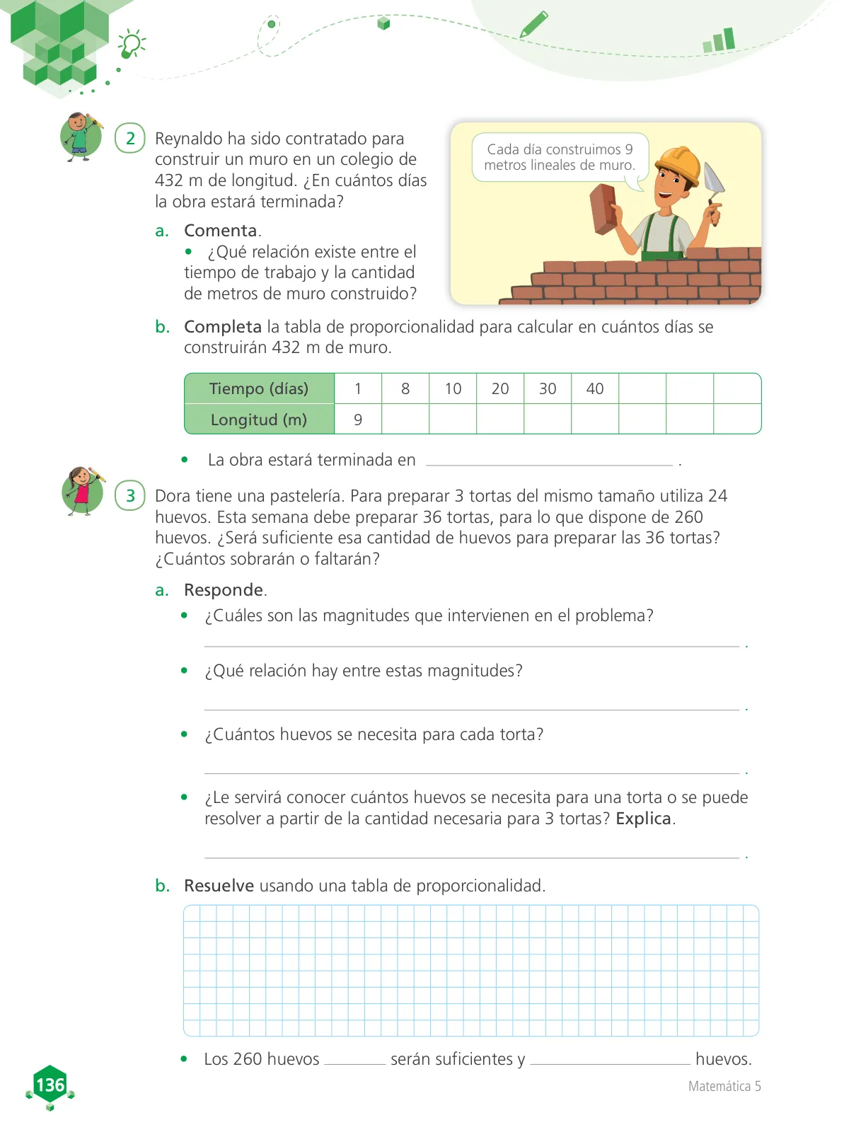 Página 137 de Matemática 5 : cuaderno de trabajo para quinto grado de Educación Primaria 2018 · 2018