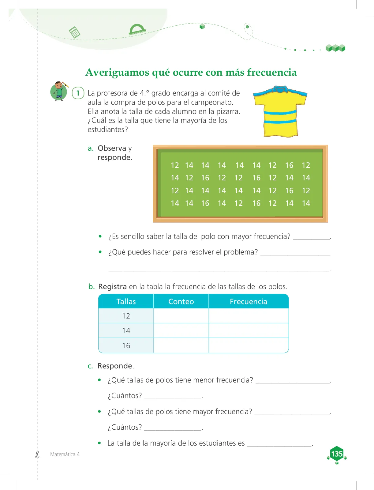Miniatura página 135 de Matemática 4 : cuaderno de trabajo para cuarto grado de Educación Primaria 2018 · 2018