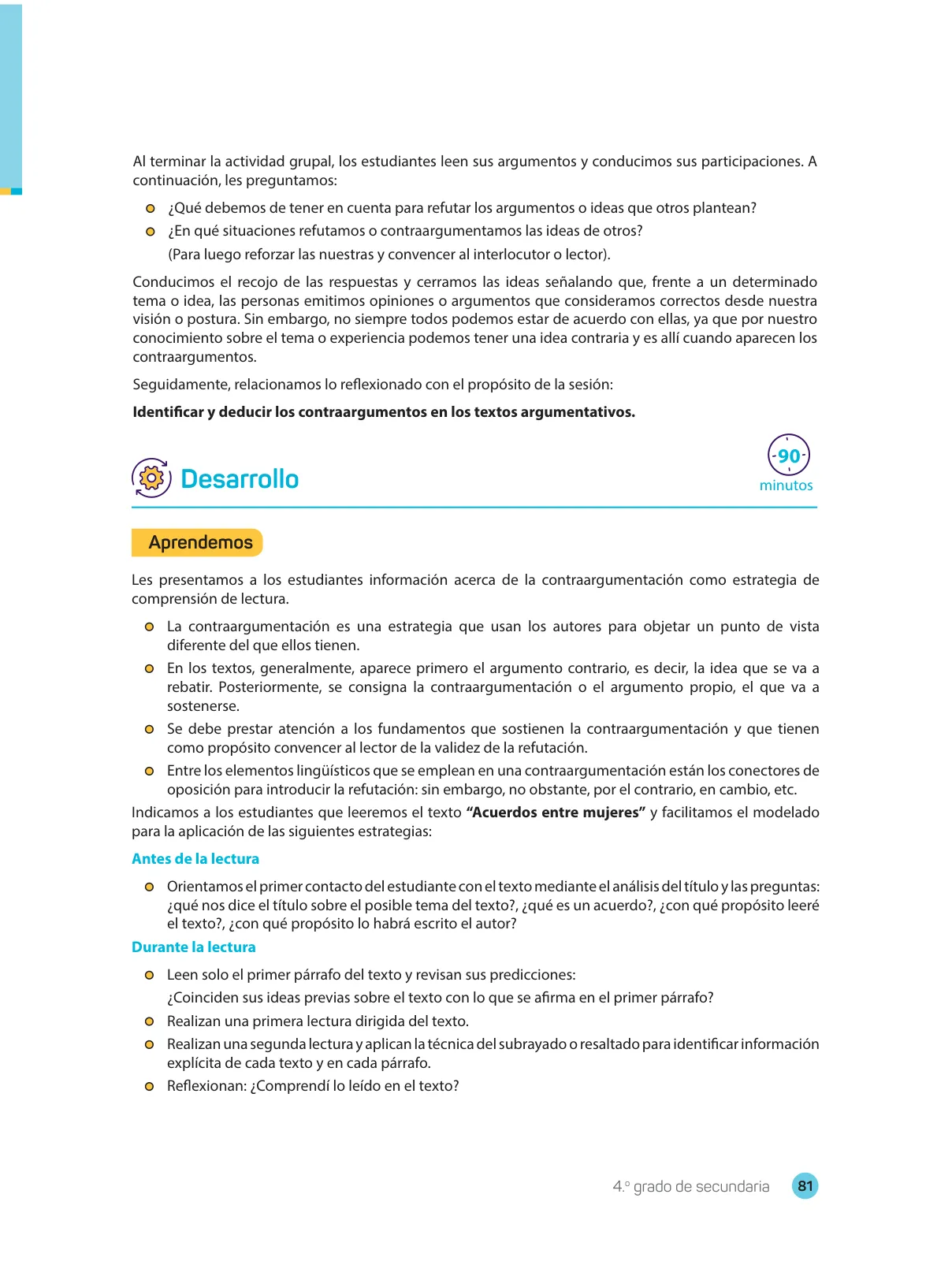 Página 83 de Comprensión lectora 4 : manual para el docente de cuarto grado de Secundaria · 2017