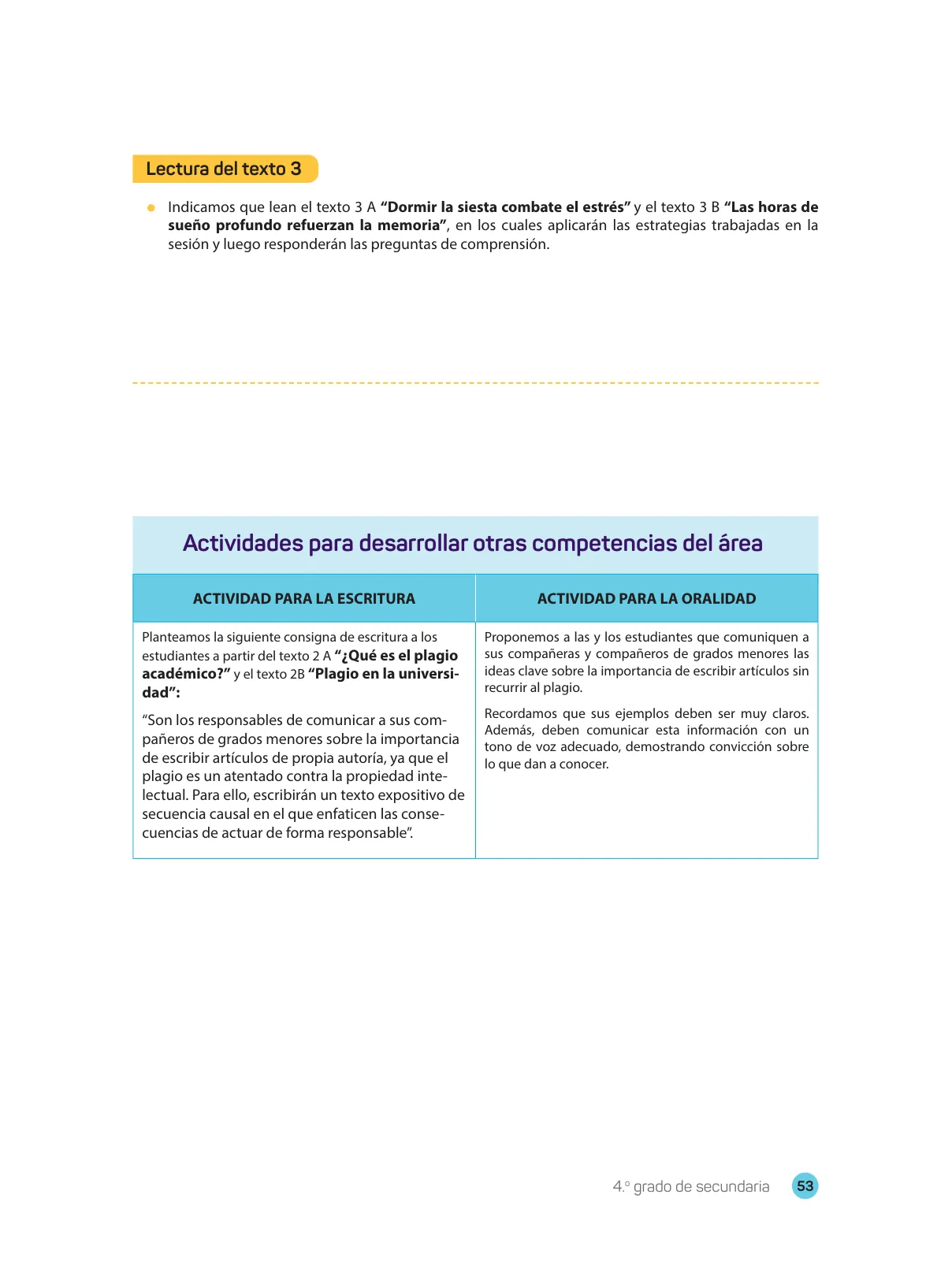 Página 55 de Comprensión lectora : manual para el docente de cuarto grado de Secundaria 2018 · 2018