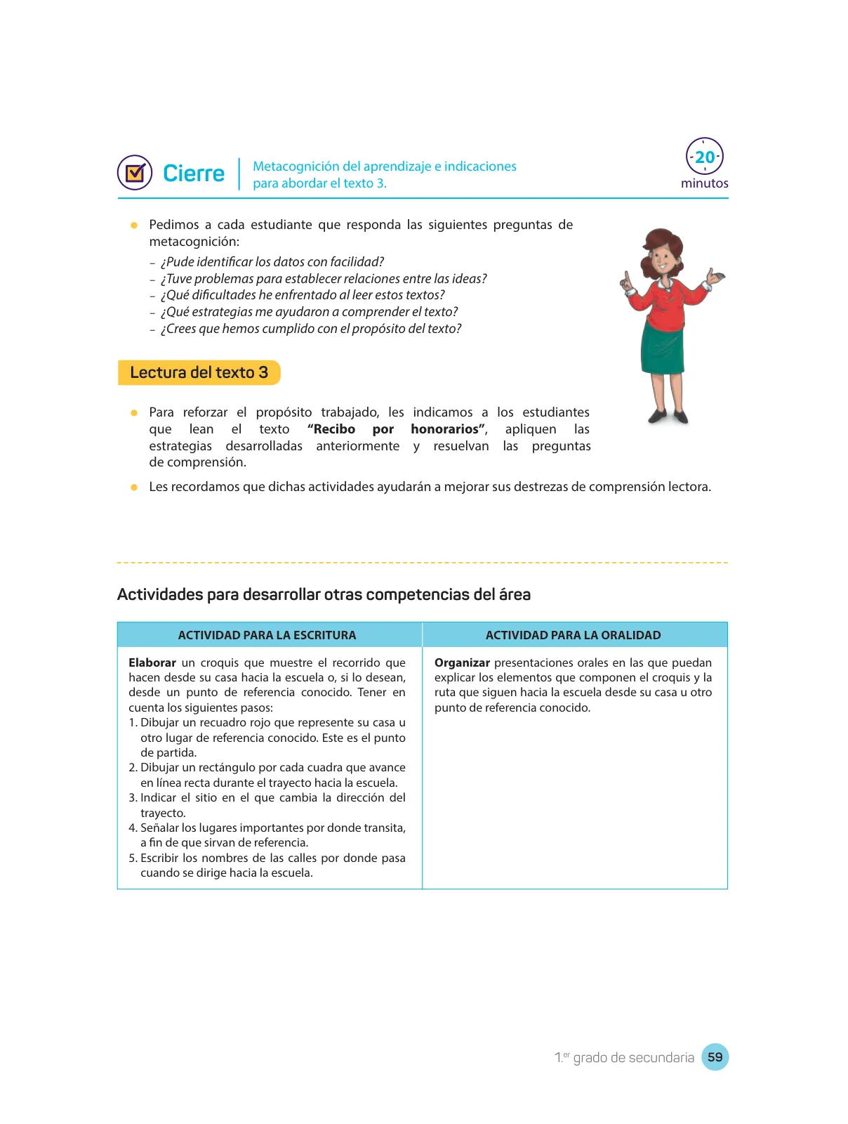 Miniatura página 61 de Comprensión lectora : manual para el docente de primer grado de Secundaria 2018 · 2018