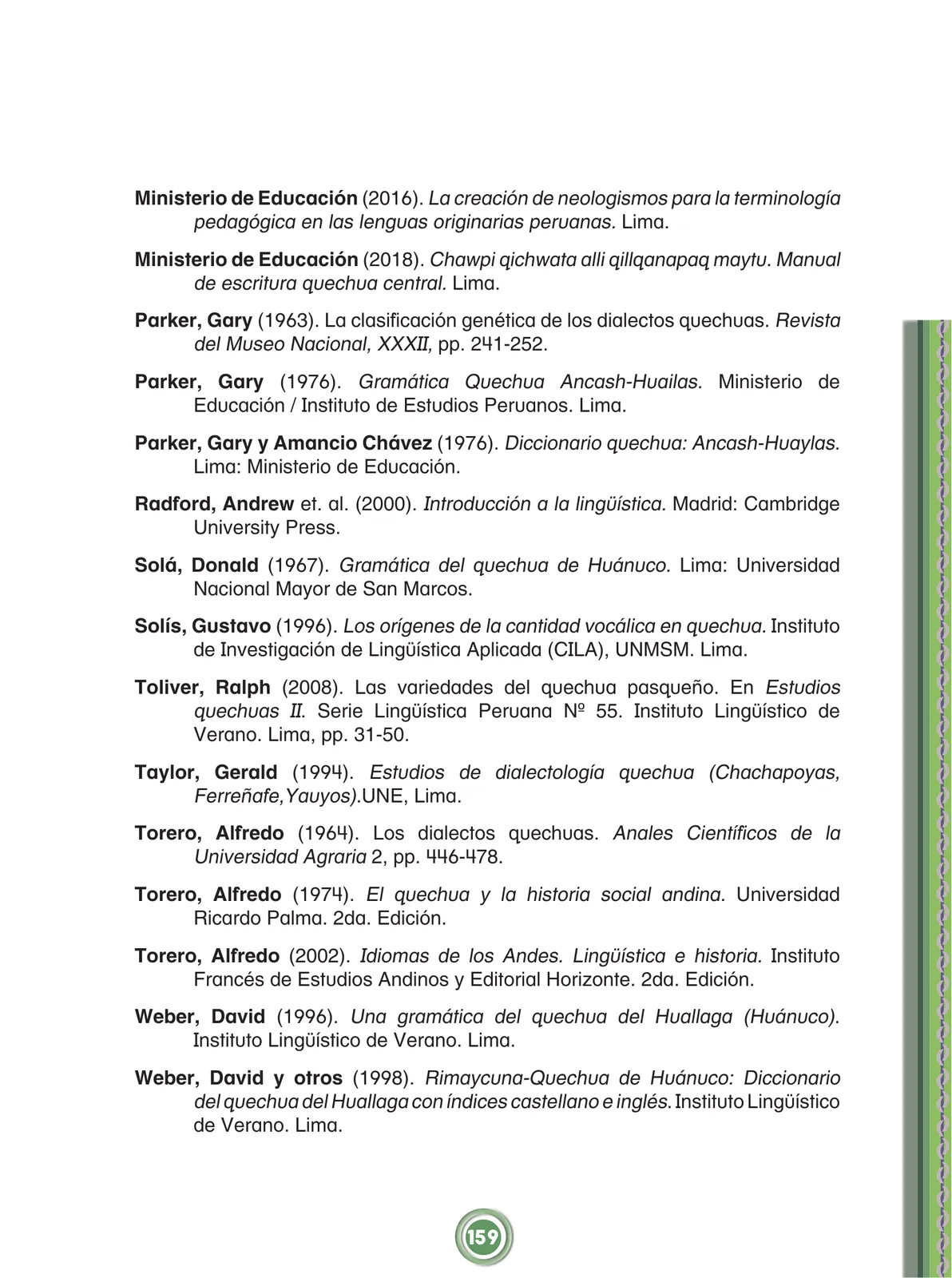 Miniatura página 161 de Chawpin qichwata alli qillqanapaq maytu = Manual de escritura quechua central · 2020