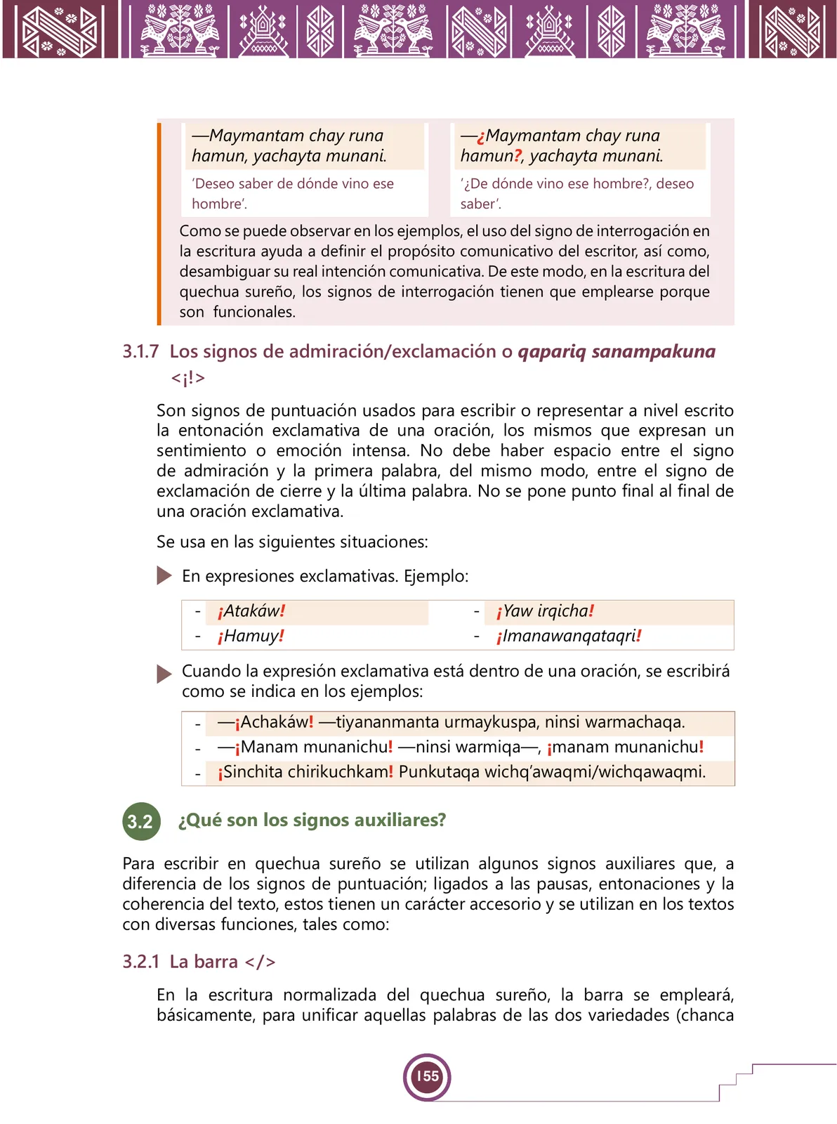 Miniatura página 157 de Urin Qichwa Qillqay Yachana Mayt'u = Manual de escritura quechua sureño · 2021