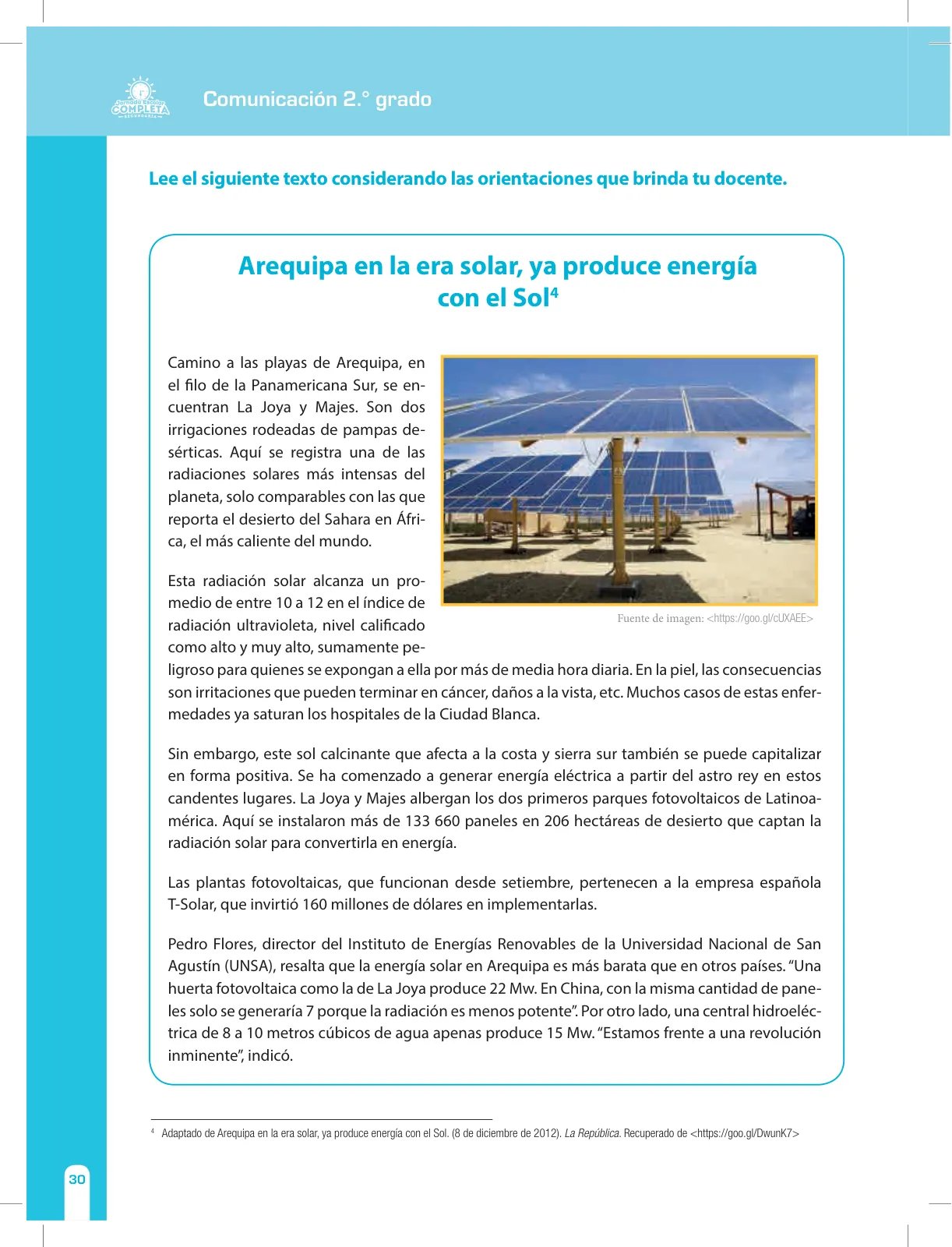 Miniatura página 30 de Comunicación Secundaria 2. Cuaderno de reforzamiento pedagógico - JEC · 2016