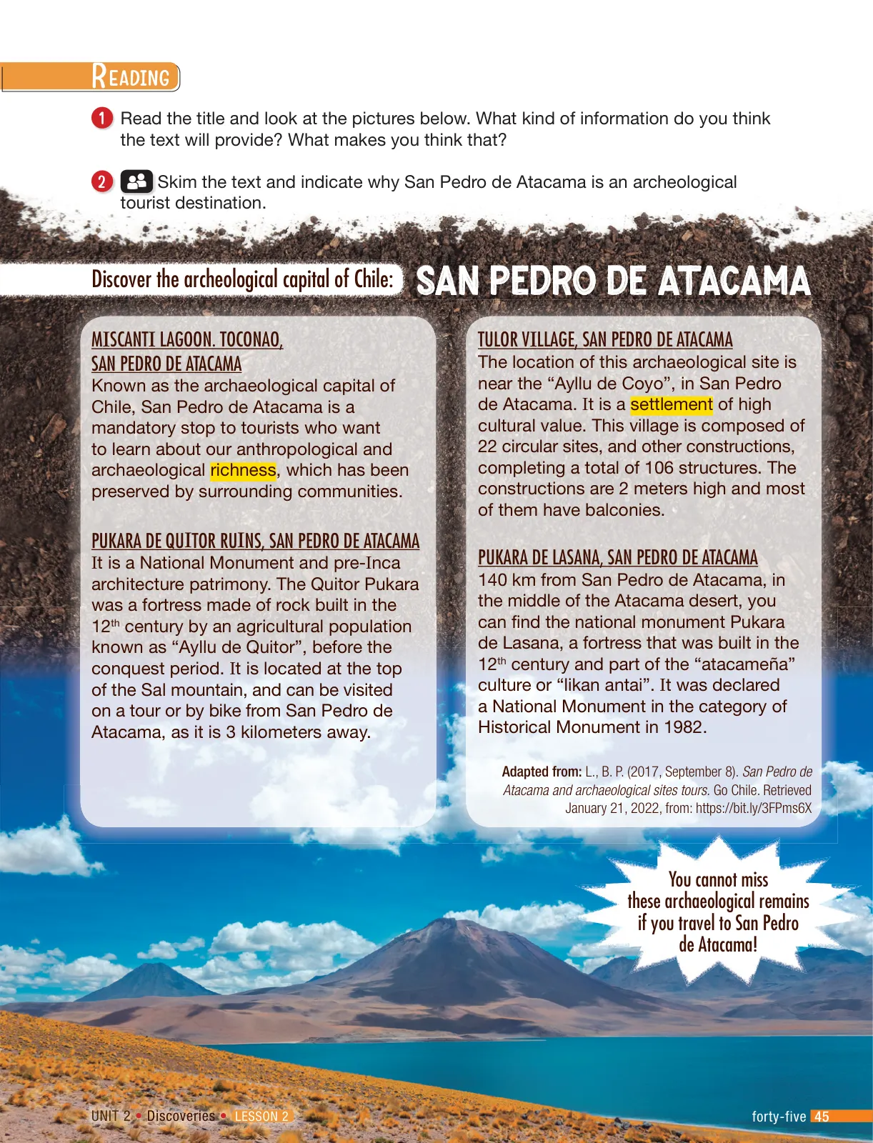 Miniatura página 47 de Inglés – Octavo Básico | Student’s Book MINEDUC – Descargar PDF · 2024