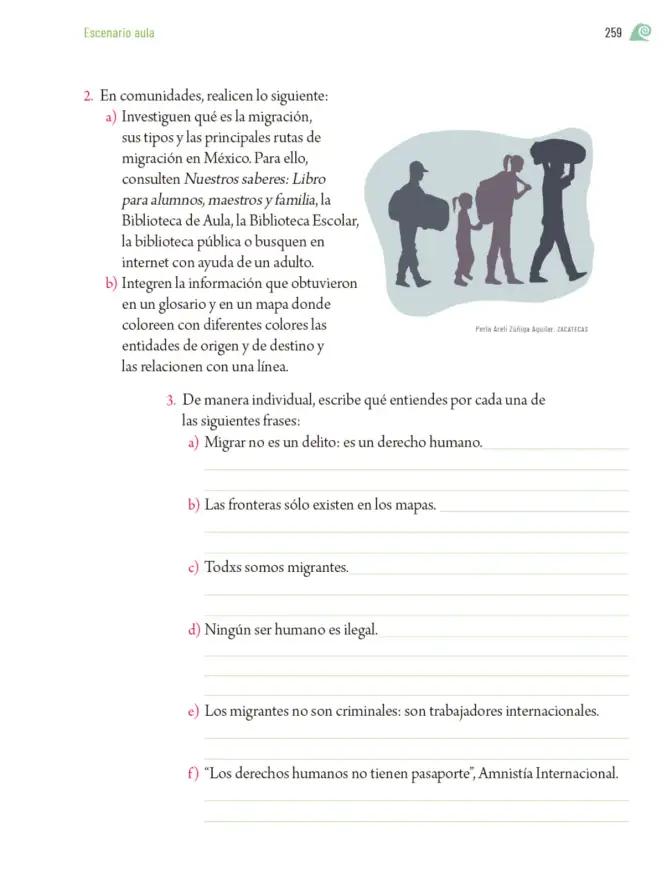 Página 262 de Proyectos de Aula. Libro de Educación Primaria Grado 5° Ciclo Escolar 2025 - 2026