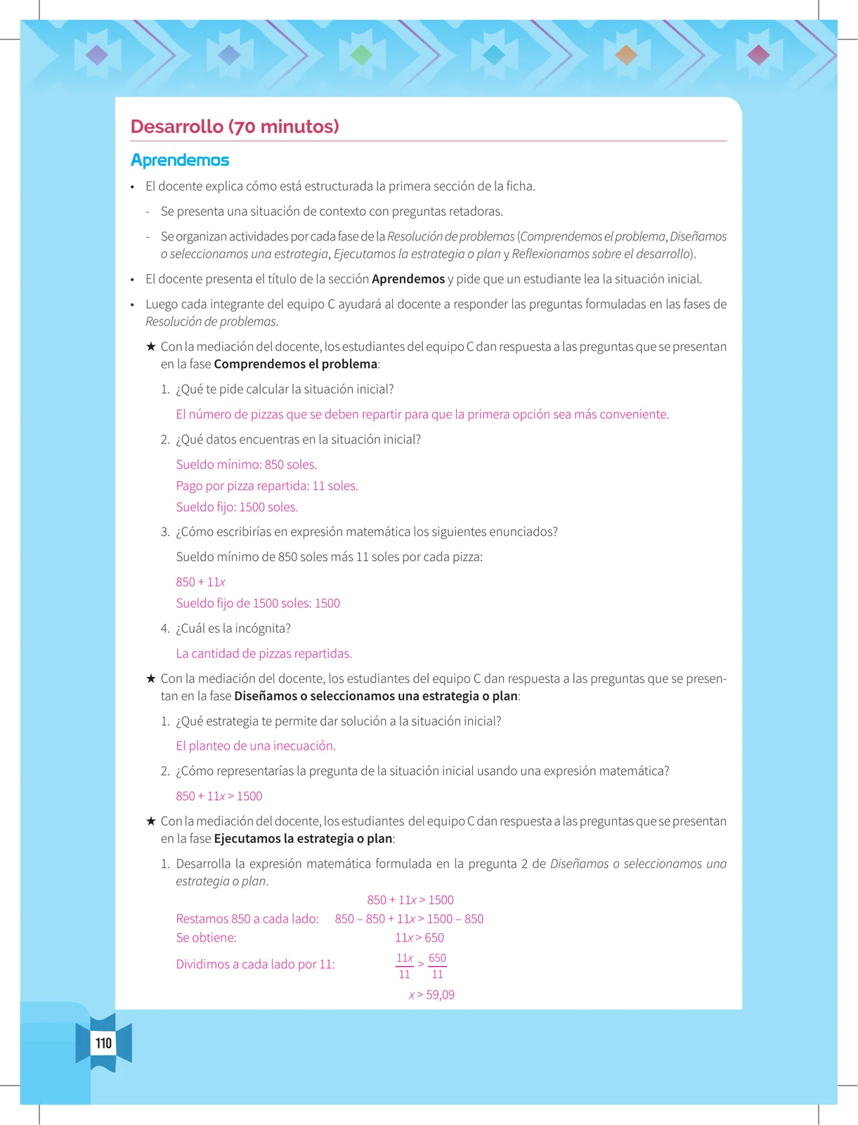 Página 112 de Resolvamos problemas 4 : manual para el docente 2018 · 2018