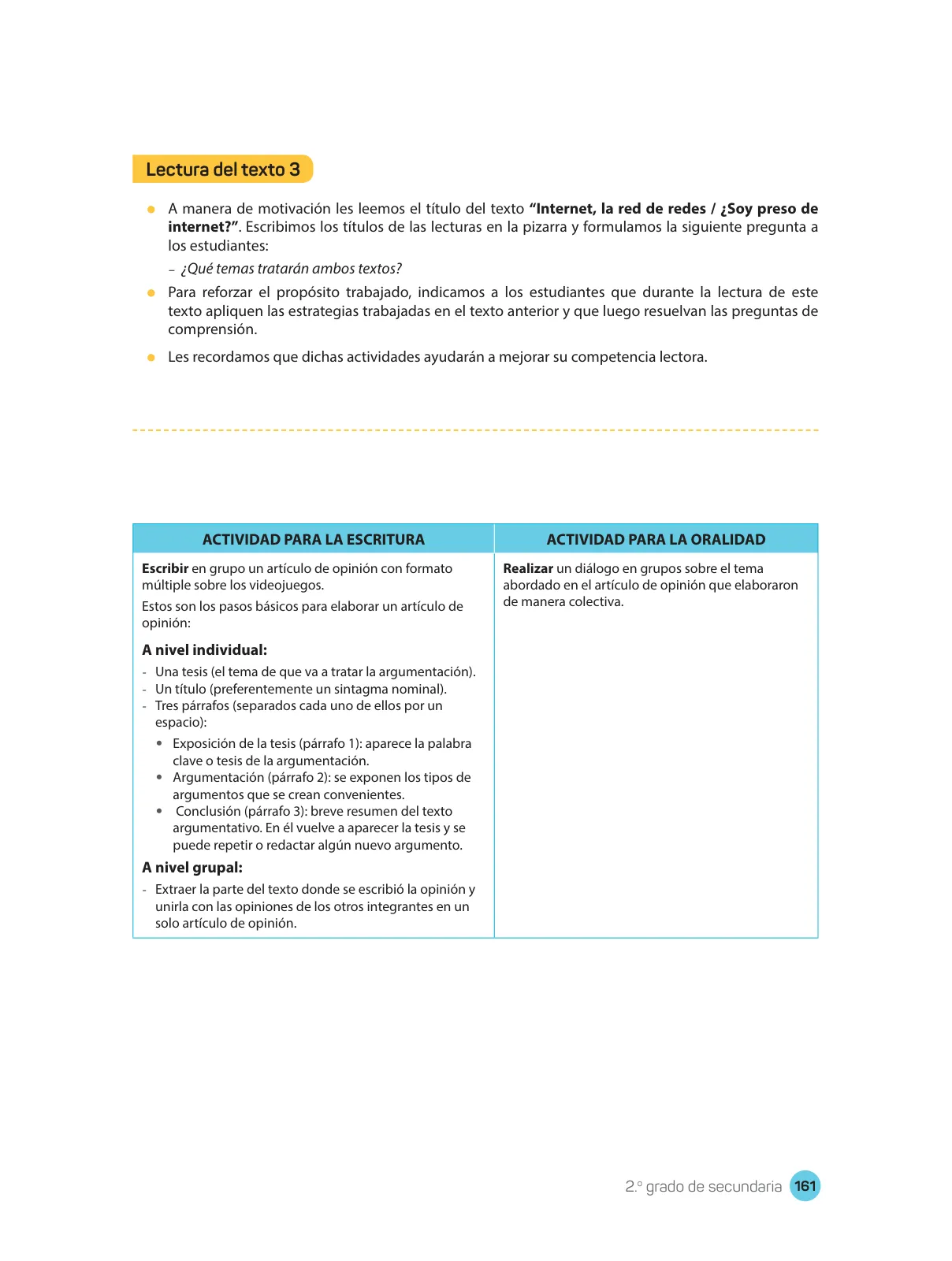 Miniatura página 163 de Comprensión lectora : manual para el docente de segundo grado de Secundaria 2018 · 2018