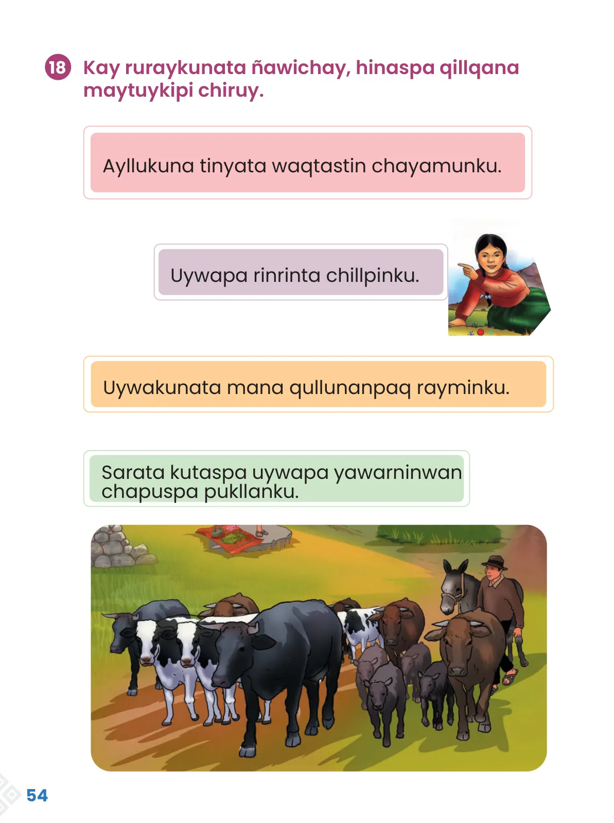 Miniatura página 56 de Ñawichana Maytu 1 Quechua - Chanka. Texto de Comunicación del 1° Primaria - Quechua Chanka · 2023