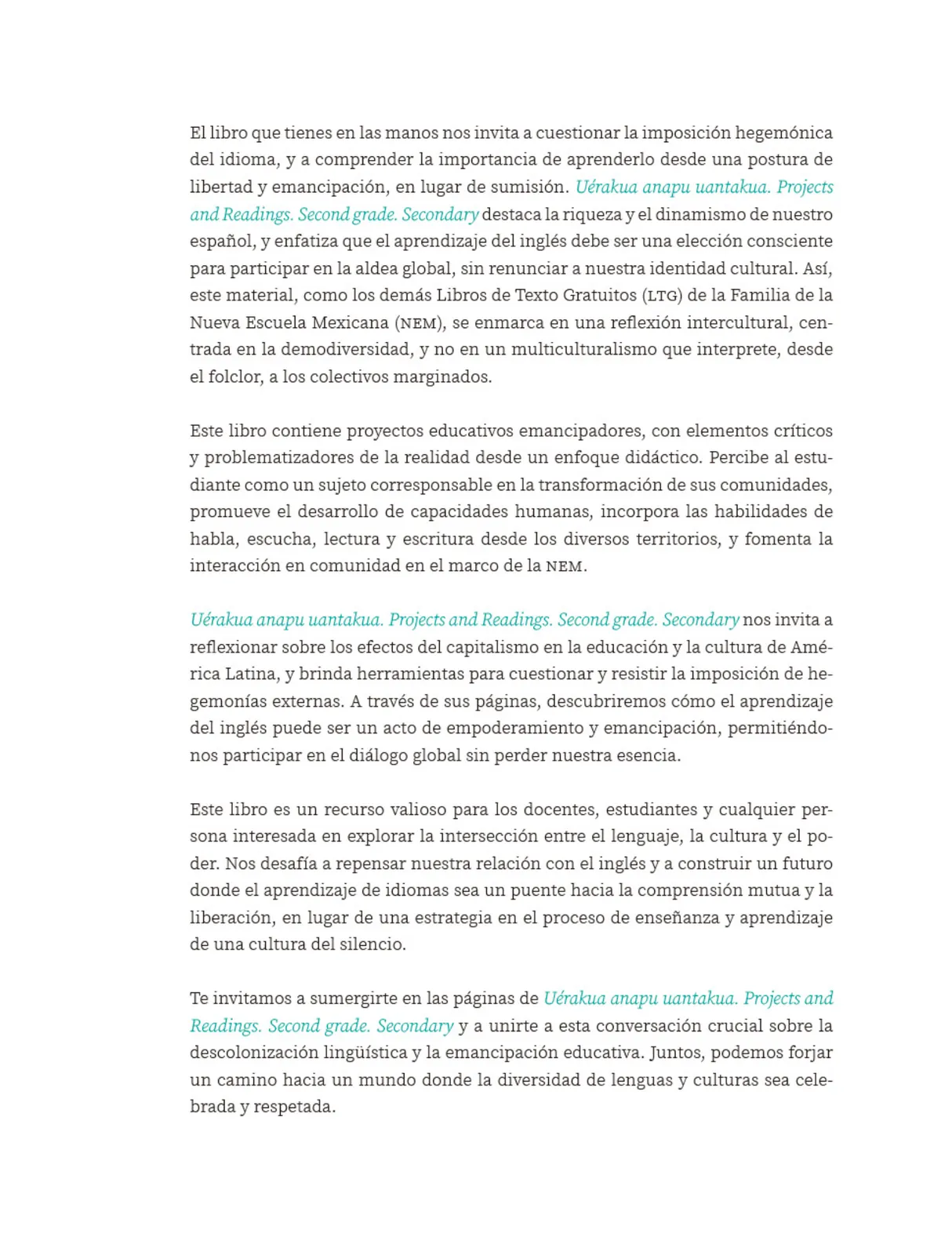 Página 5 de Uérakua anapu uantakua. Projects and Readings. Libro de Educación Secundaria Grado 2° Ciclo Escolar 2025 - 2026