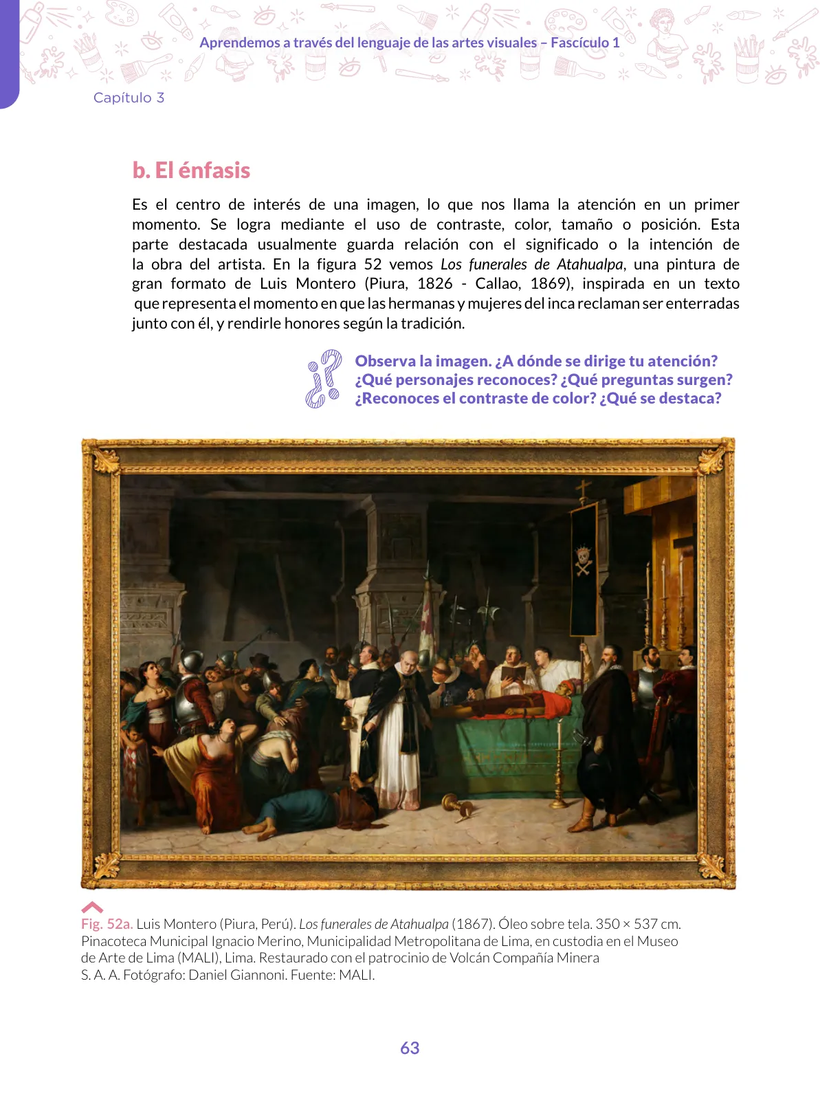Página 63 de Aprendemos a través del lenguaje de las artes visuales Fascículo 1 para estudiantes de Educación Secundaria · 2024