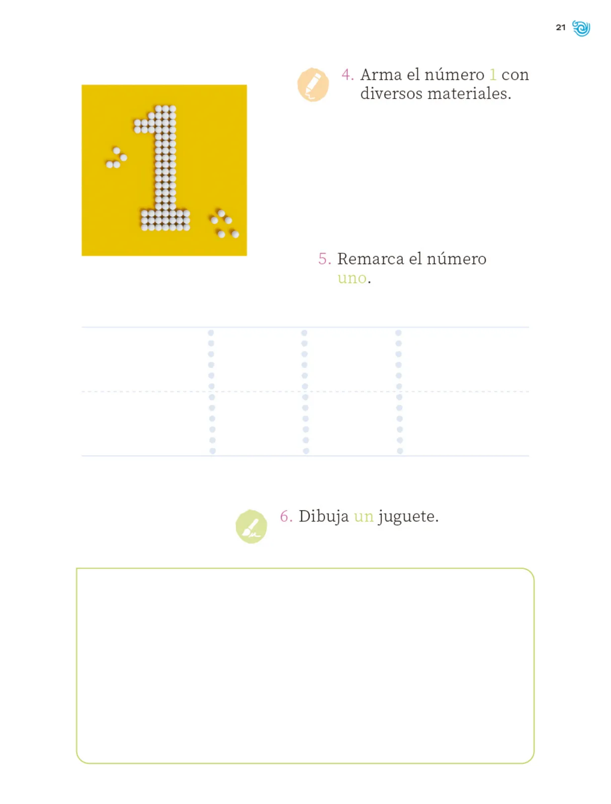 Miniatura página 22 de Múltiples lenguajes. Trazos y números.   Libro de Educación Primaria Grado 1°  Ciclo Escolar 2025 - 2026