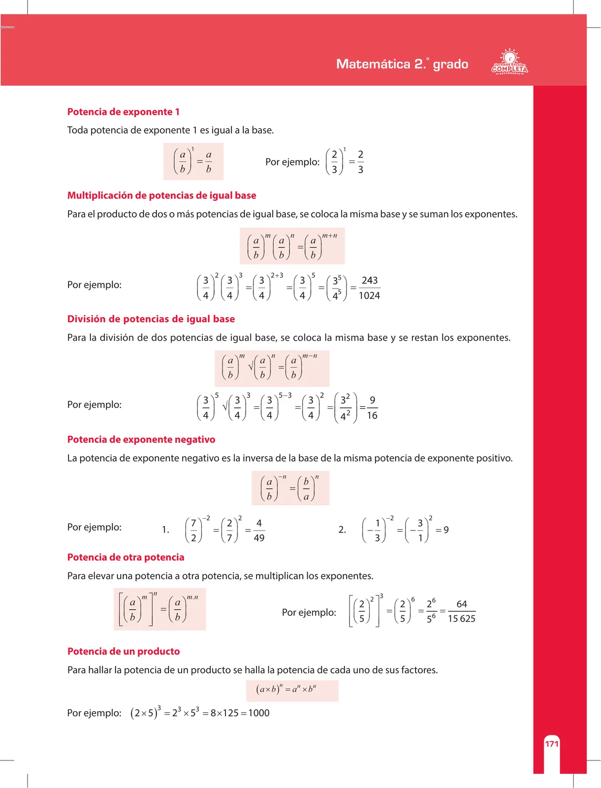 Página 171 de Matemática 2 : cuaderno de reforzamiento pedagógico - JEC · 2016
