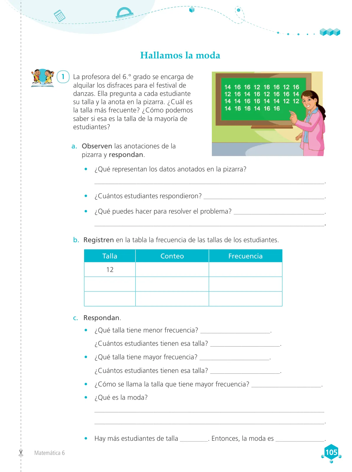 Página 107 de Matemática 6 : cuaderno de trabajo para sexto grado de Educación Primaria 2019 · 2019