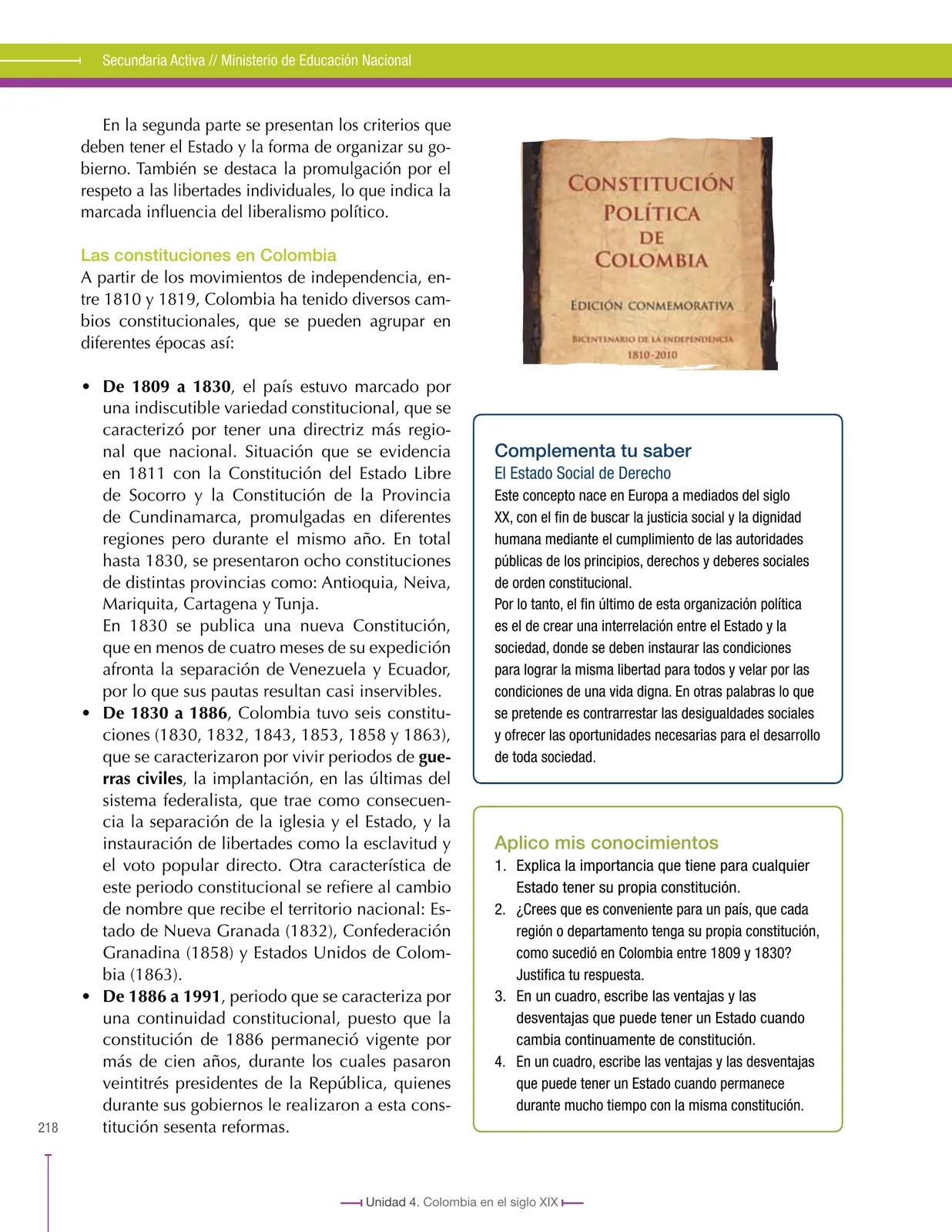 Página 218 de Ciencias Sociales 8° · Secundaria Activa