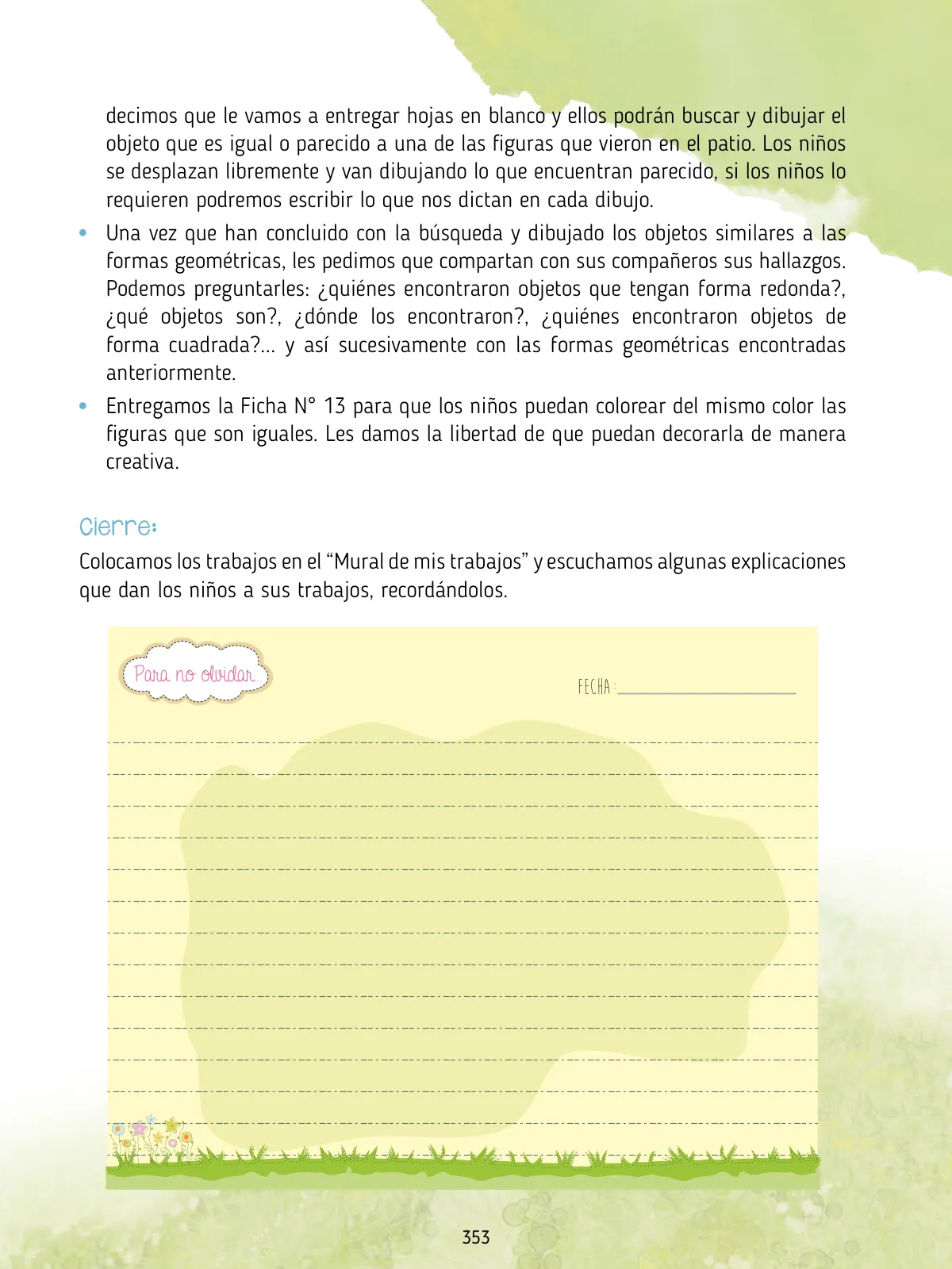 Miniatura página 355 de Agenda pedagógica 2017-2018 para docentes de II Ciclo de Instituciones de nivel de Educación Inicial · 2017