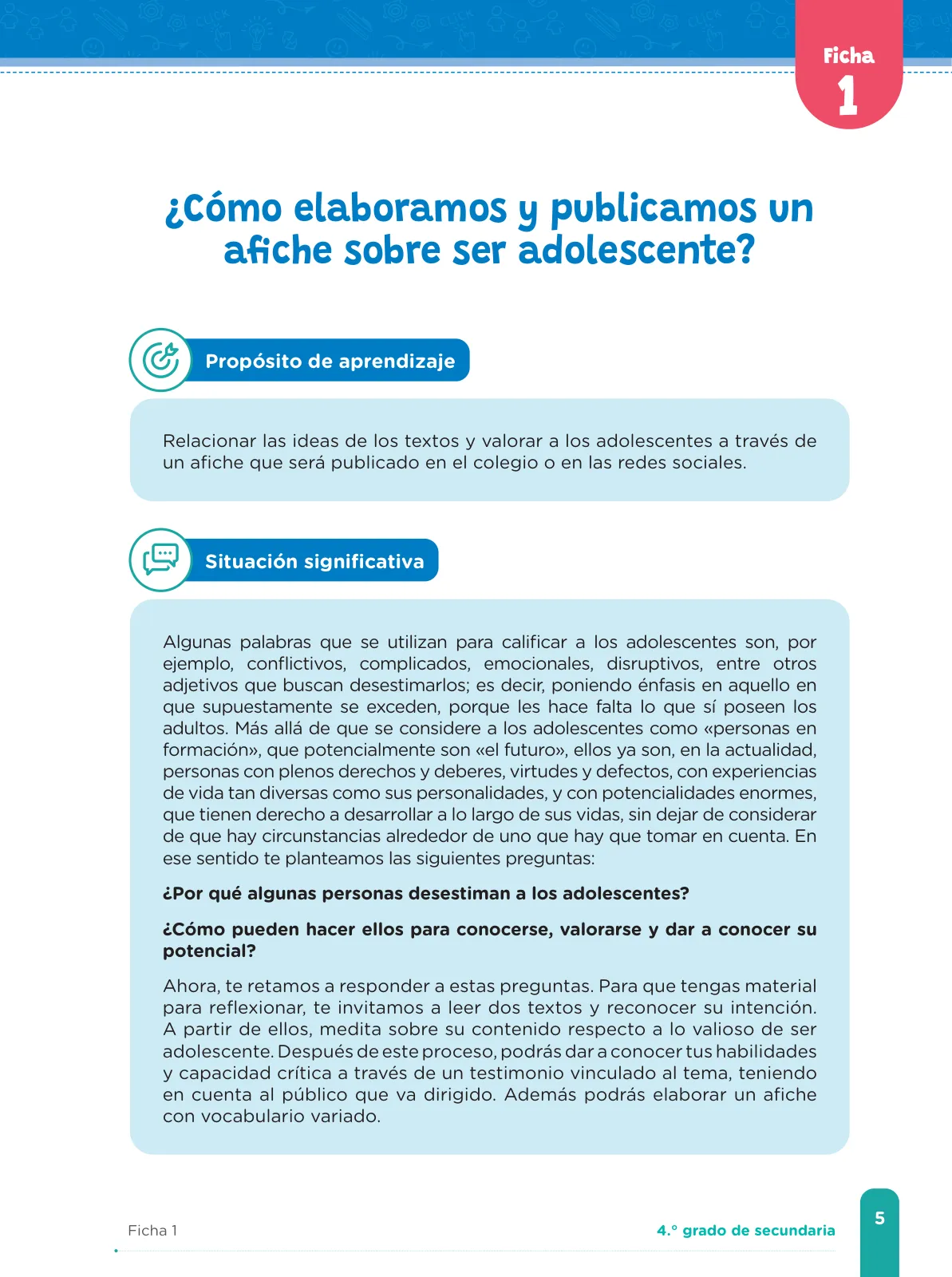Página 7 de Fichas de aprendizaje de Comunicación 4 · 2024
